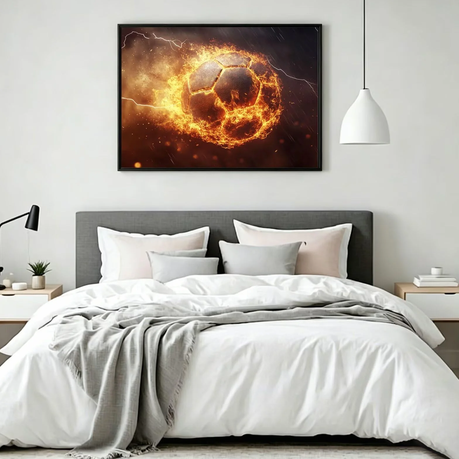 Pintar por Numeros fútbol Pinturas Acrilicas llama Pintura por Numeros Adultos Lienzos para Pintar, Pintura Acrilica Manualidades, Decoración para Hogar, Regalos Cumpleaños, 90x120cm Sin Marco, q-1000