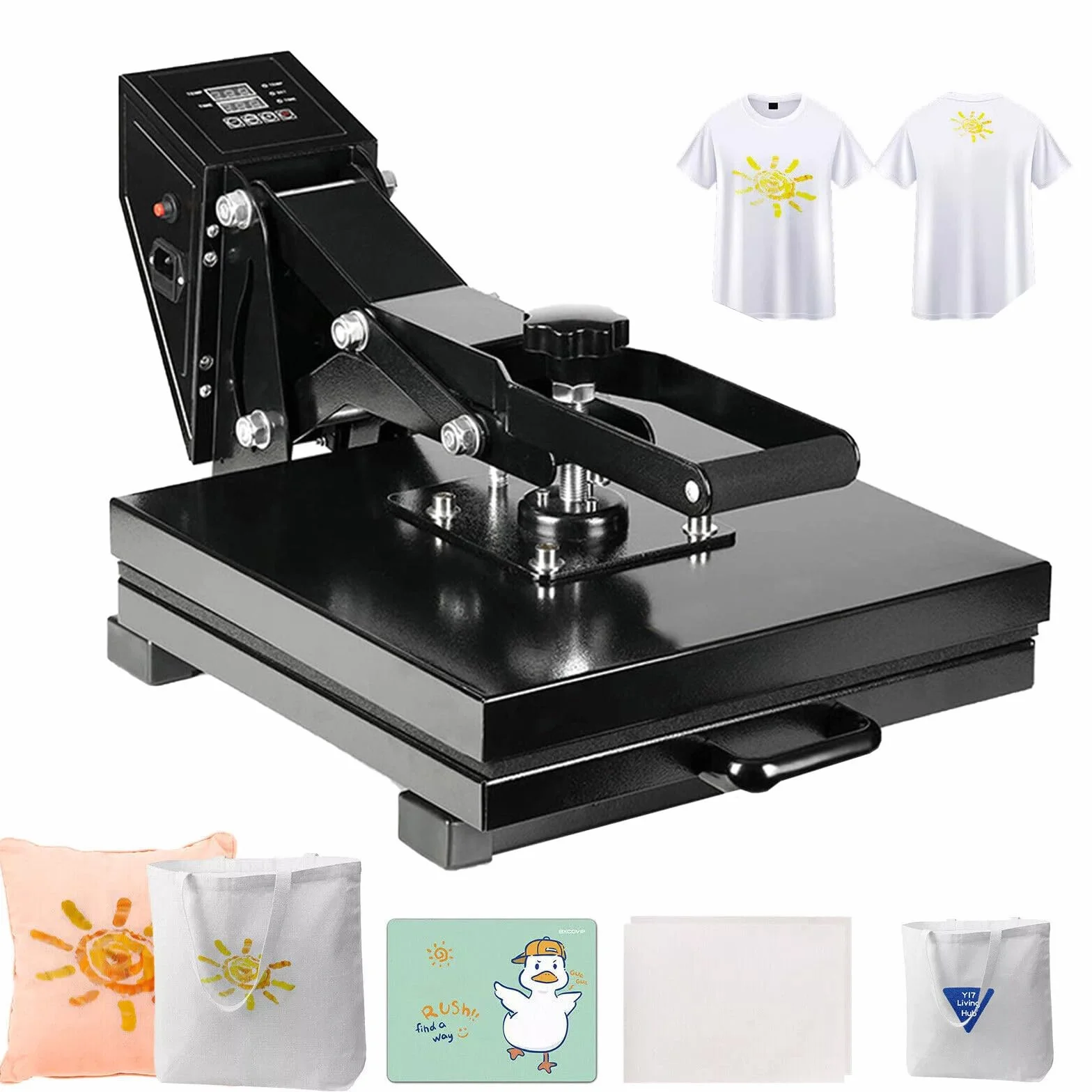 50x40cm Máquina de Prensa de Calor Prensa de Transferencia Prensa de Calor Máquina de Prensa en Caliente 2000 W Prensa textil multifuncional para camisetas, almohadas, bolsos DIY y negocios