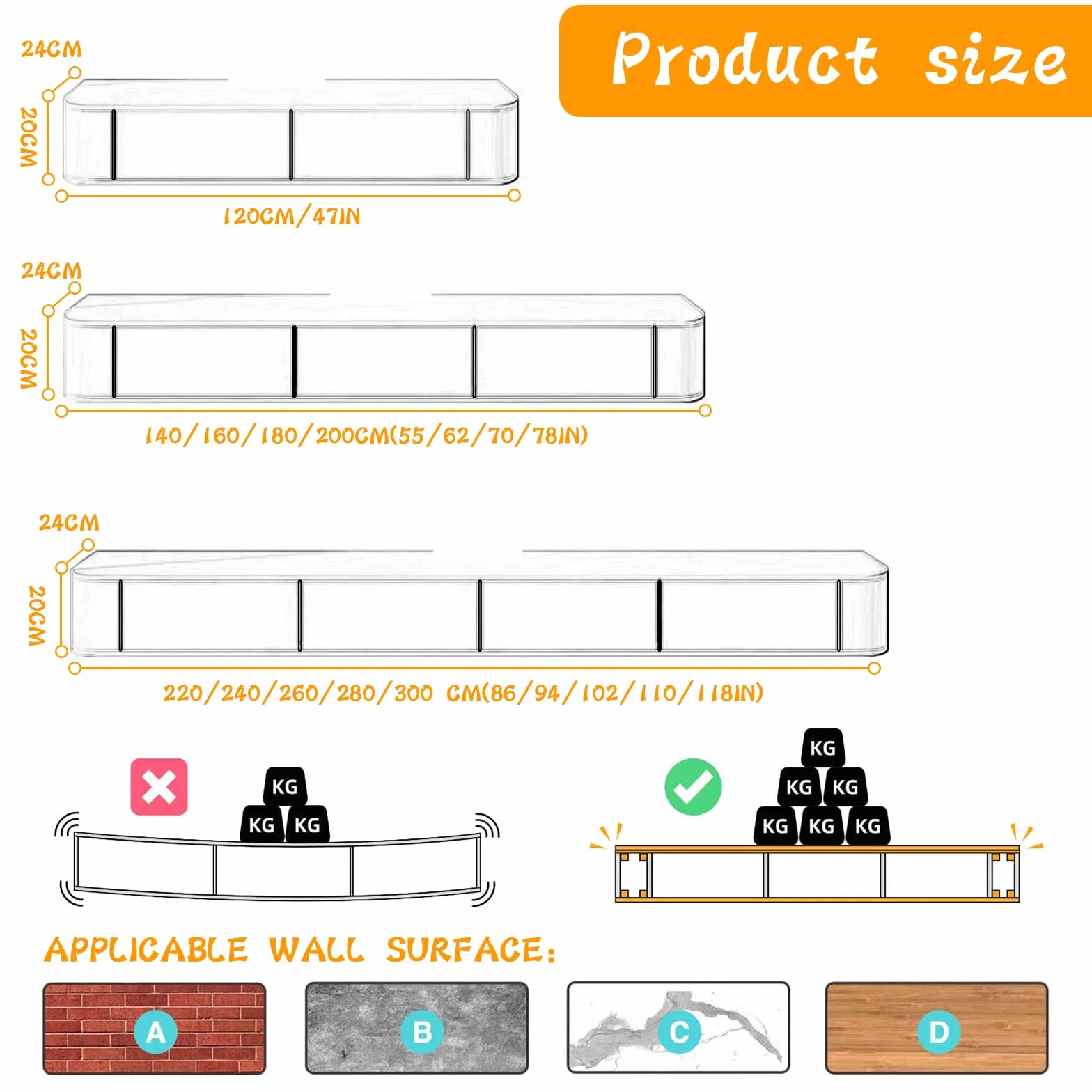 Soporte Flotante para TV, Estantes para TV Montados En La Pared con Puerta, Consola Multimedia para, Banco De Almacenamiento Grande para Debajo(Khaki,200CM/78.7")