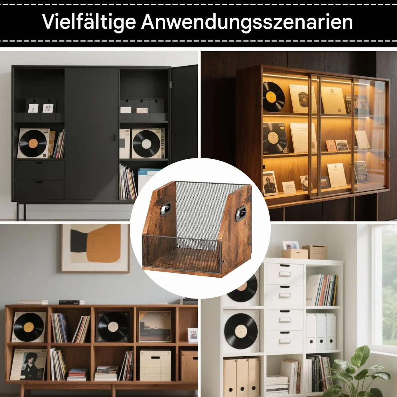 de Discos Organizador de Álbumes Retro de Madera | Expositor de Discos Para Apartamento Dormitorio Residencia Adolescentes Adultos Amantes De La Música Coleccionistas
