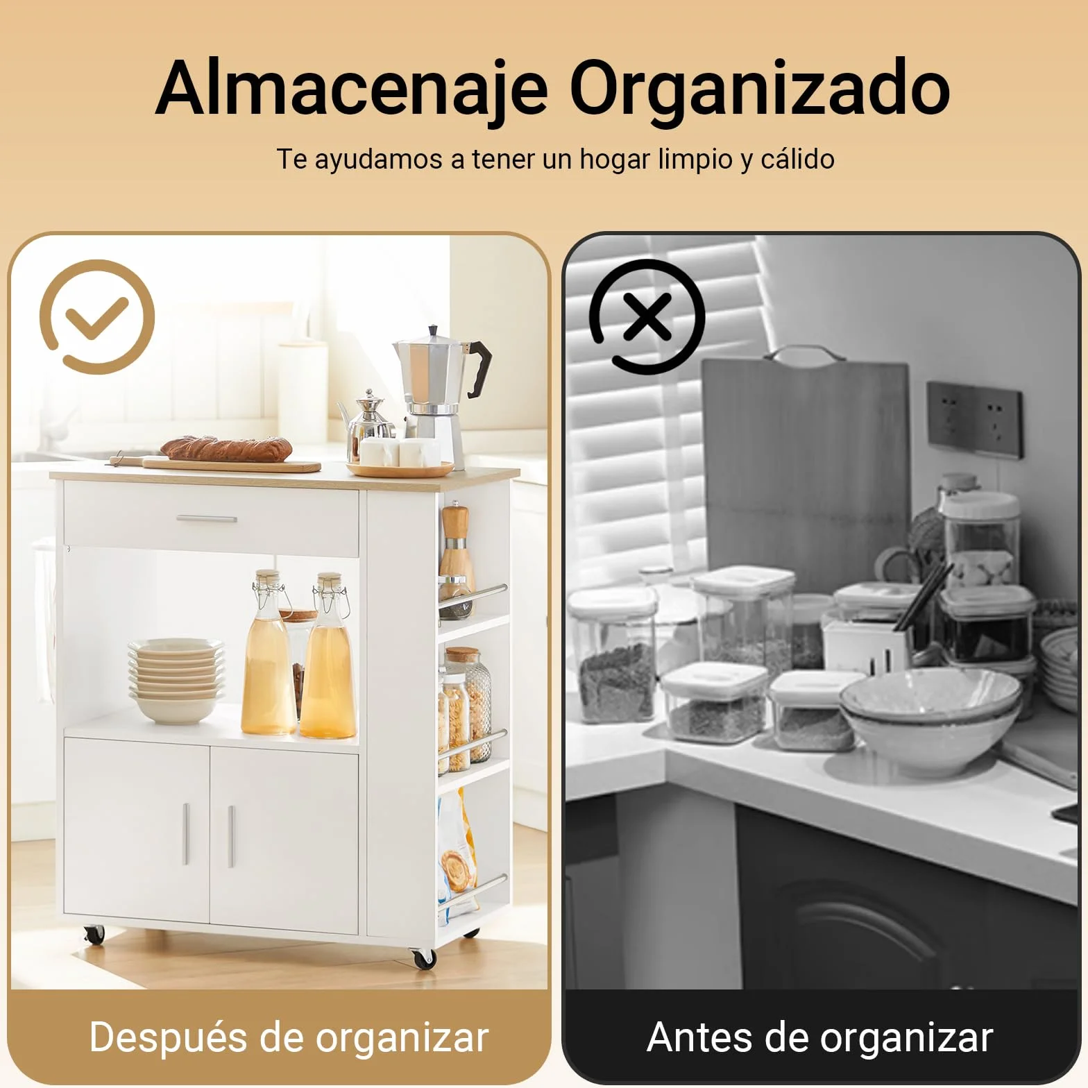 SoBuy Carrito Auxiliar con Ruedas Mueble Auxiliar de Cocina Carro Cocina con Estantes Laterales Cajón Puertas y Toallero Mesa Auxiliar Cocina Blanco 82x46x88 cm FKW113-WN