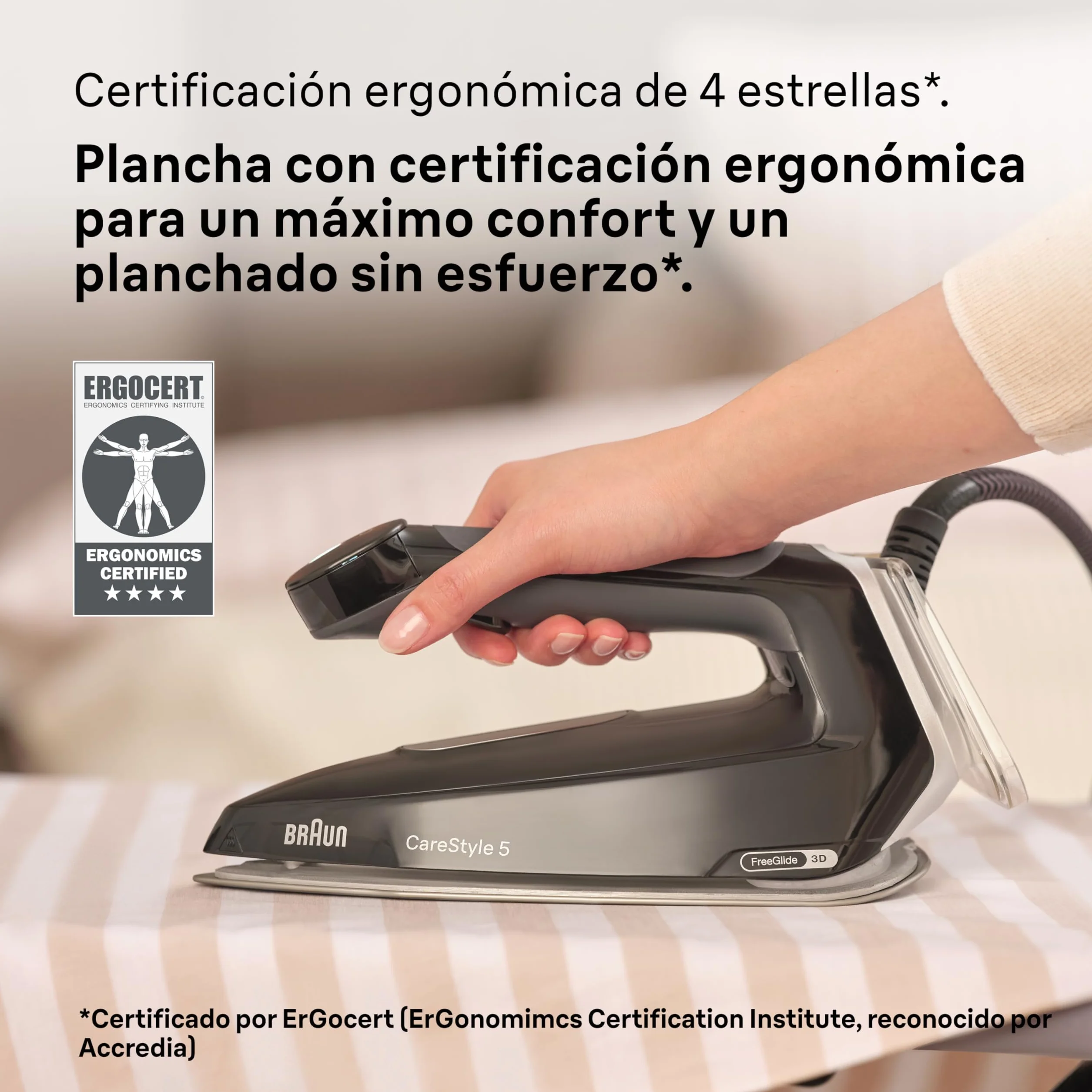 Braun CareStyle 5 IS5249BK, Plancha de Vapor con Tecnología FreeGlide 3D, 150 g/min de Vapor, Calentamiento Rápido, iCareMode, Planchado Vertical, Anti Goteo, Tanque Agua Desmontable 2L, 2400W, Negro