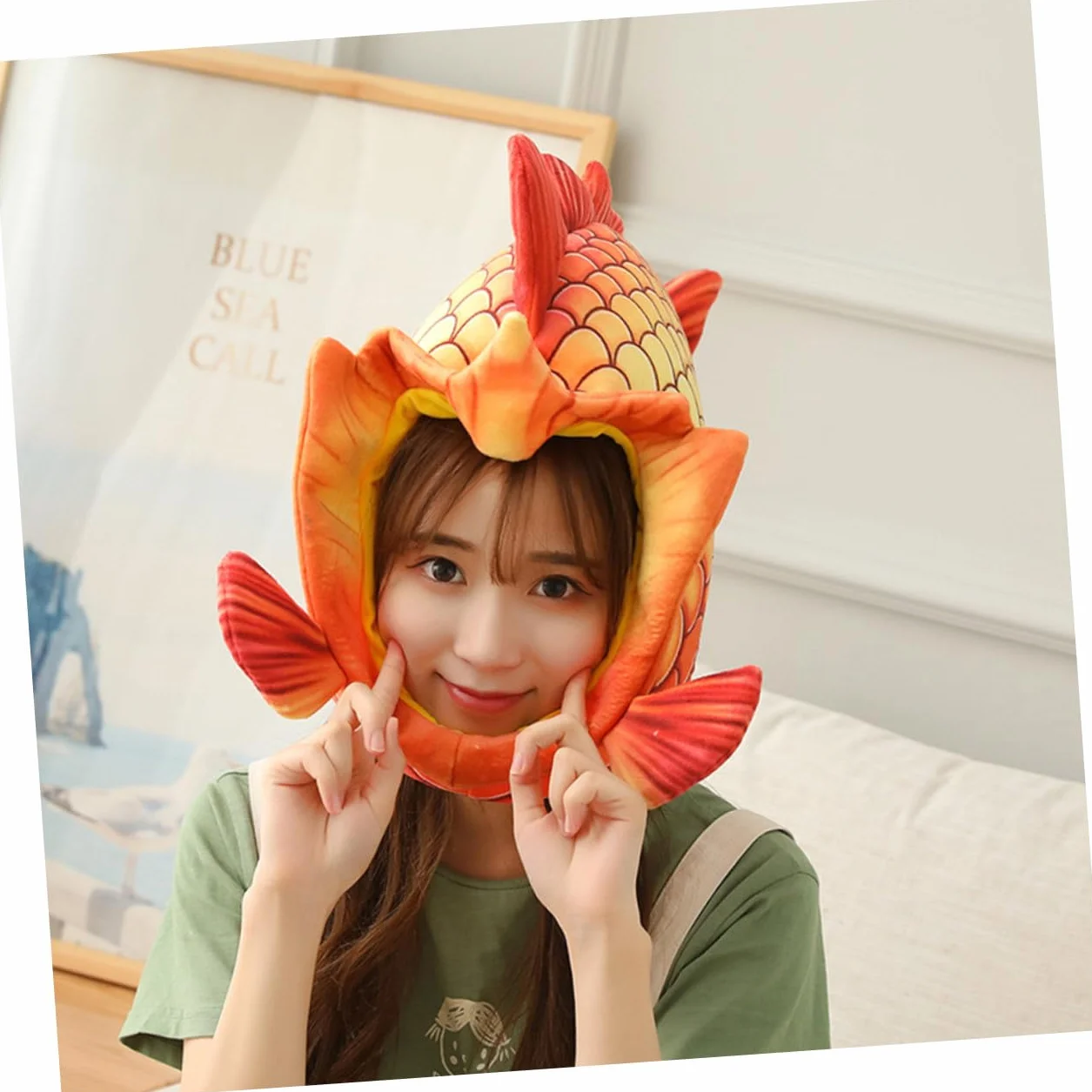 SOIMISS Sombrero de Disfraz para Rojo Diseño de Pez Cabeza, Tocado Creativo para Halloween y Fiestas, Accesorio Divertido para Juegos de Rol y Actuaciones