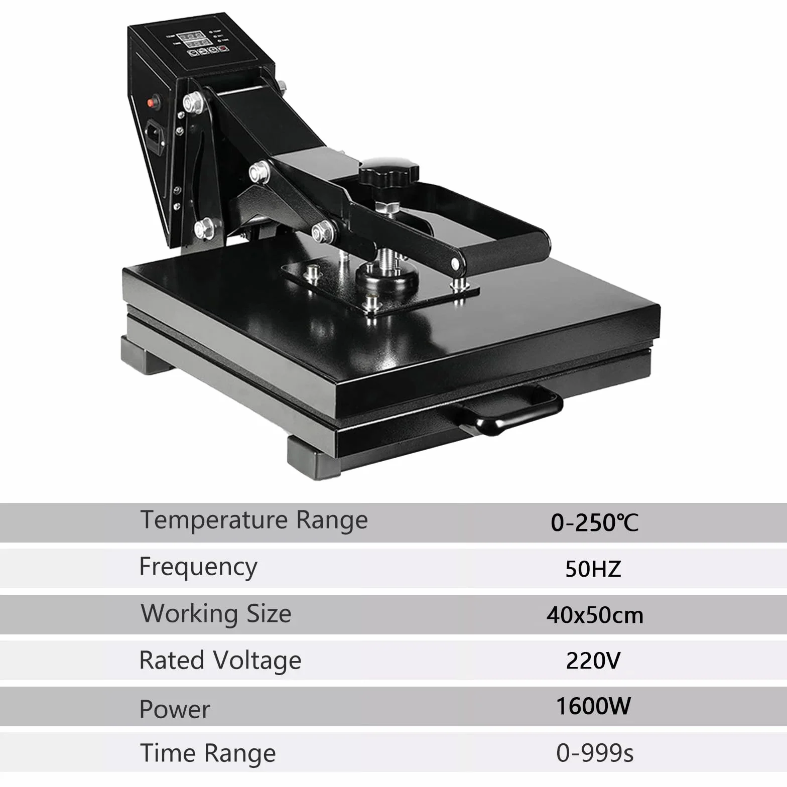 Prensa Térmica 40x50cm 2000W Calentamiento Rápido Prensa de Calor por Transferencia por Sublimación Digital e Industrial para Camiseta, Bolso, Almohada