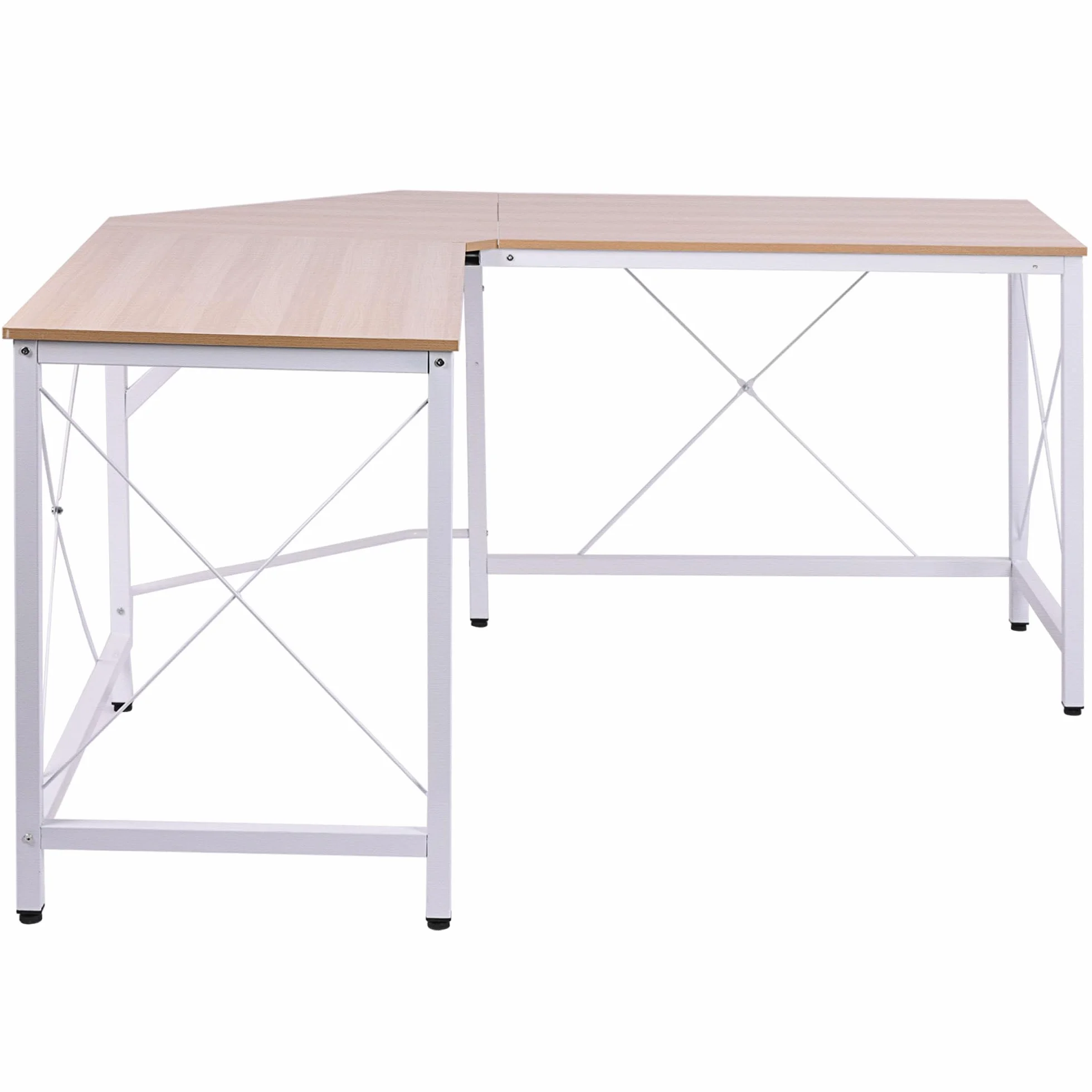 HOMCOM Escritorio en Forma de L Escritorio Esquinero Moderno con Marco de Acero Carga 70 kg para Oficina Hogar Estudio 150x150x76 cm Roble