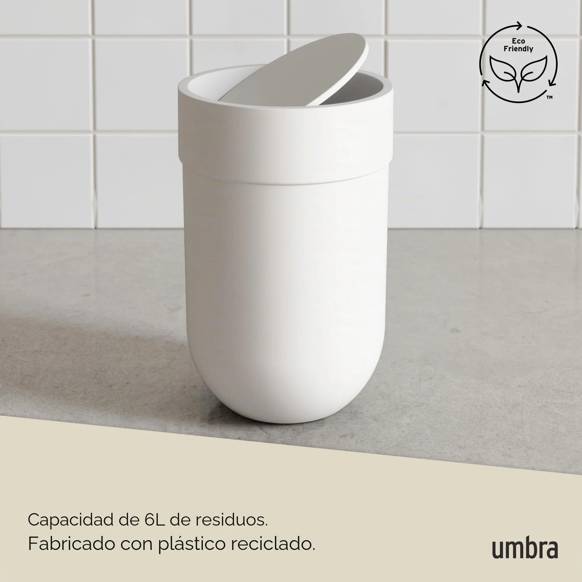 Umbra Touch Bote de basura para baño 6 litros Blanco