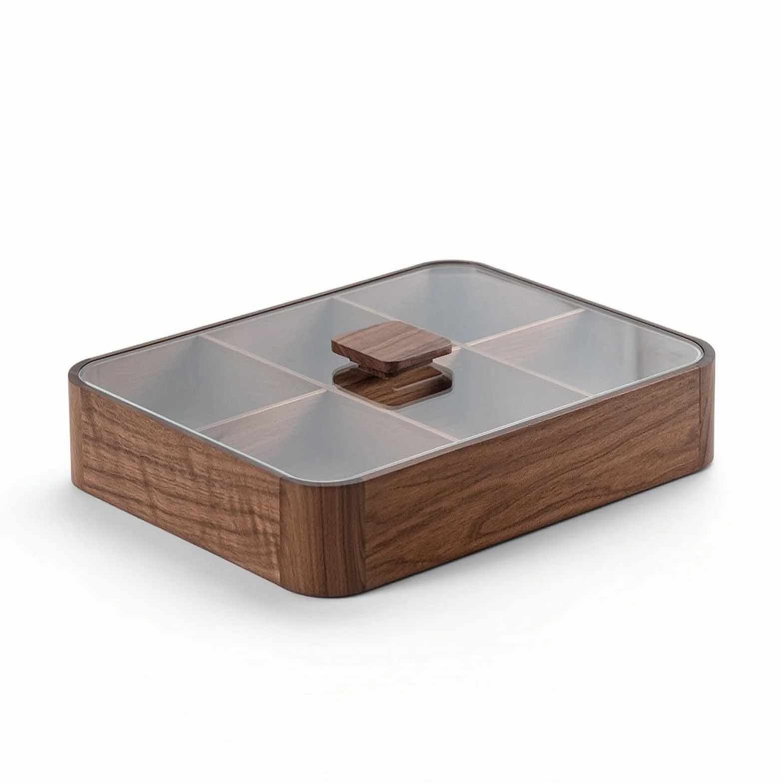 Caja con Tapa Vidrio Compacto Caja Organizadora con Divisiones Resistente Organizador para Aficionados l Té, Seis Compartimentos