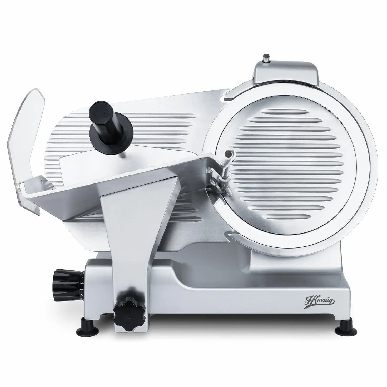 Cortafiambres eléctrico profesional MSX300 de H.Koenig - Cuchilla de 30 cm, corte ajustable 0-15 mm, afilador integrado, gran superficie de corte, 280 rpm - Acero inoxidable.