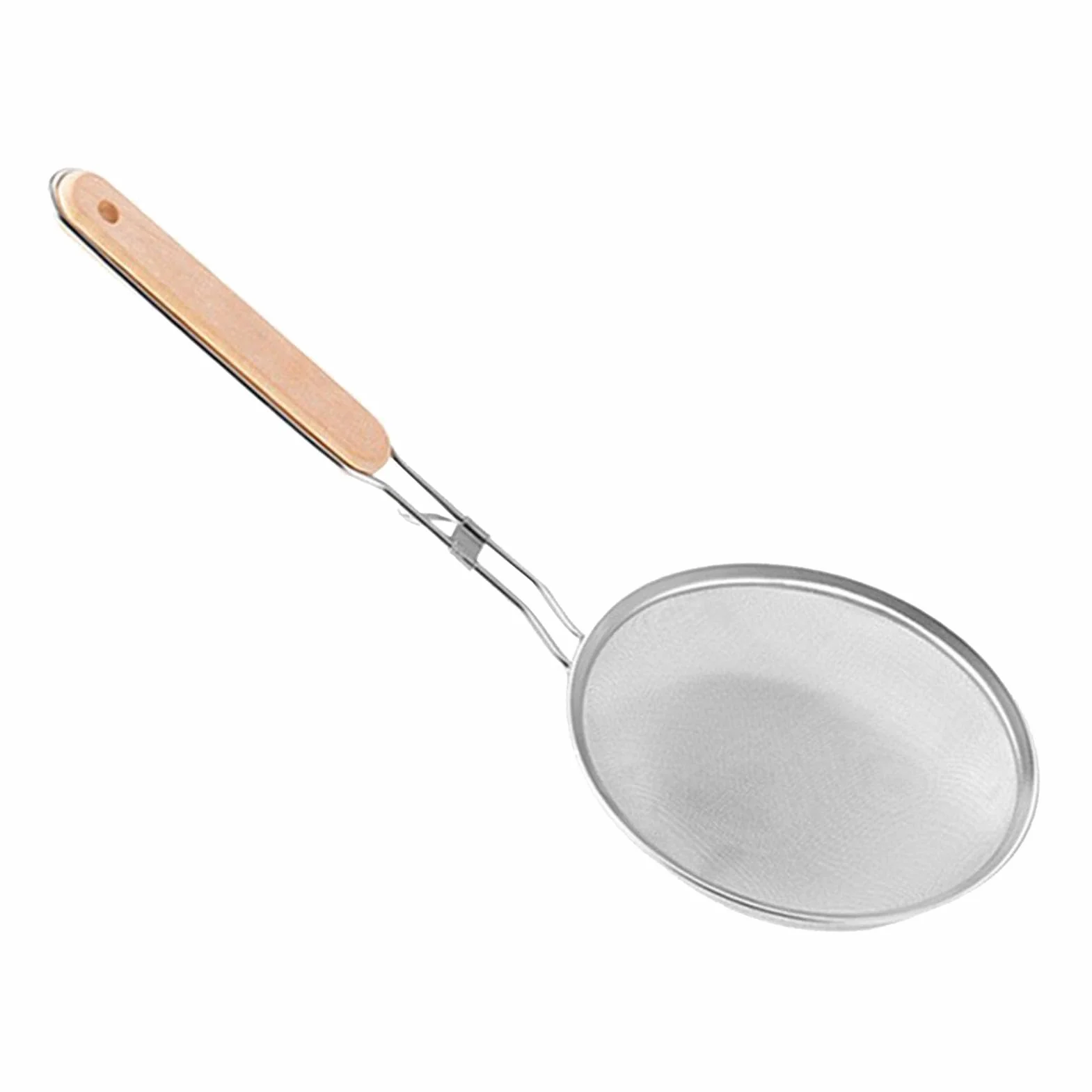 Colador de alimentos de malla, cuchara de cocina de mango largo para verduras, café, harina