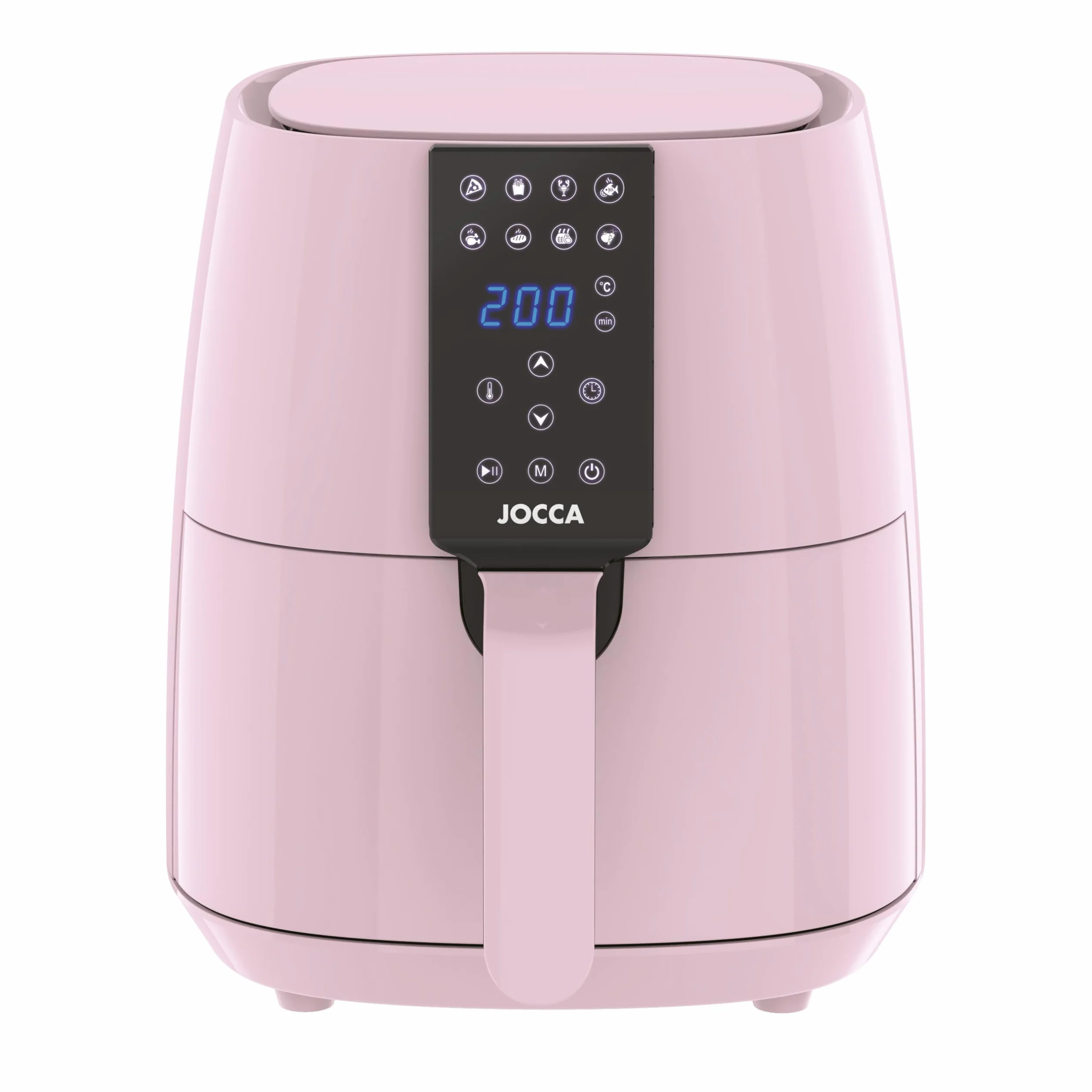 Jocca - Freidora De Aire Sin Aceite 3,8L Rosa, Air Fryer Digital 1450W, 8 Programas Automáticos, Pantalla LED Táctil, Temporizador, Temperatura Ajustable, Recetario Incluido, Fácil De Limpiar