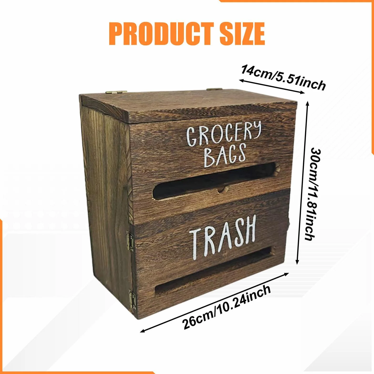 Dispensador de Bolsas de Basura para Montaje en Pared Madera Elegante Soporte para Bolsas Organizador de Espacio Multifunción Almacenaje Sencillo, Marrón Oscuro, Individual