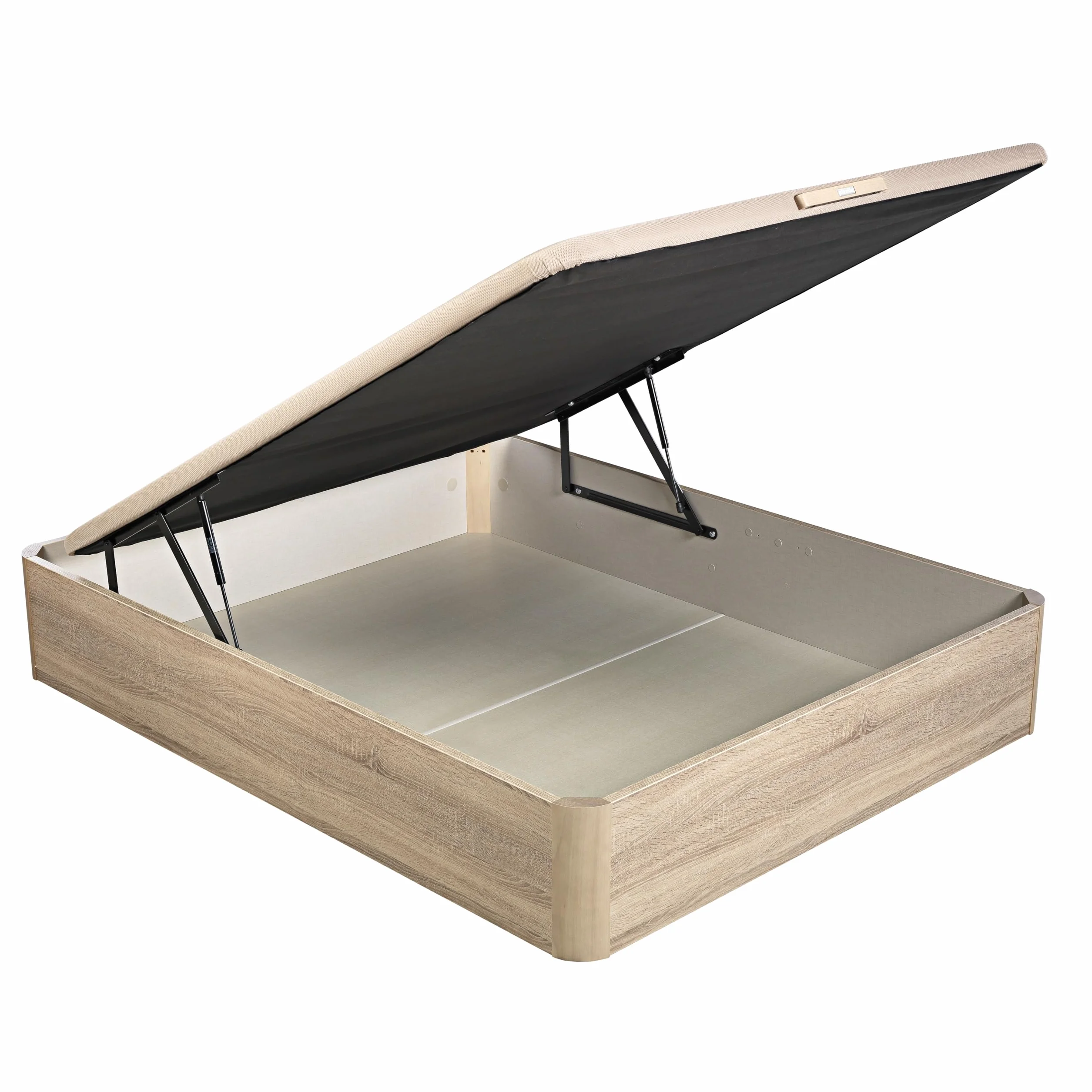 PIKOLIN Canapé Abatible Madera NATURBOX 2.0 | Entrega, Montaje y Retirada de Usado Incluida | 160x200 | Natural | Gran Capacidad de Almacenamiento | 36 cm Altura | 4 Esquinas Redondas