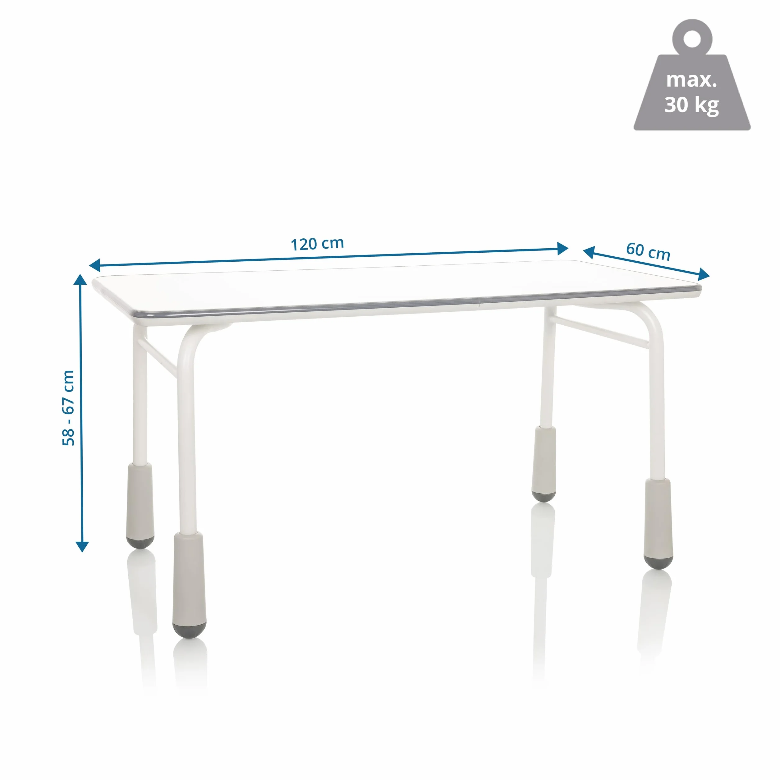 hjh OFFICE Escritorio Infantil Regulable en Altura Kid Gro T Escritorio para niños y jóvenes 120x60 cm, Blanco/Gris
