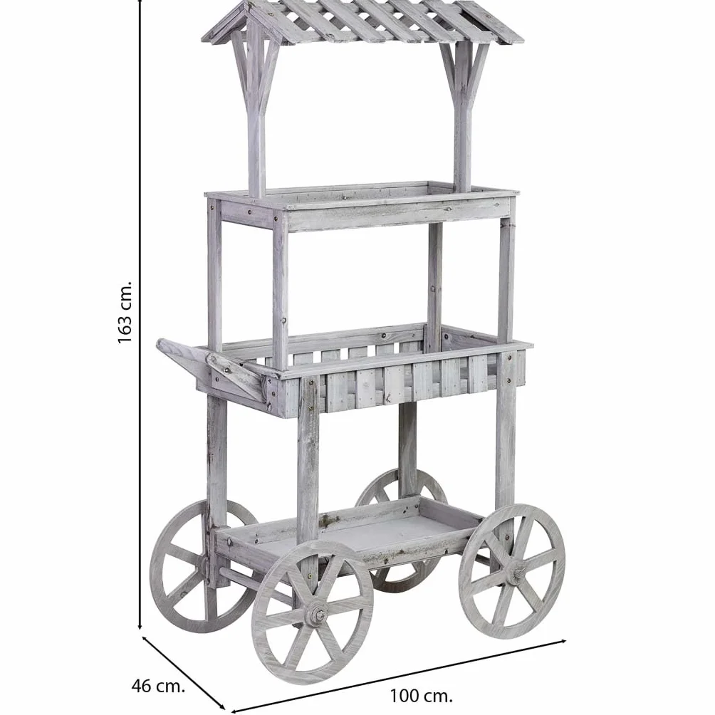WANDERLUST DECO Carro expositor de madera 100x46x163h cm