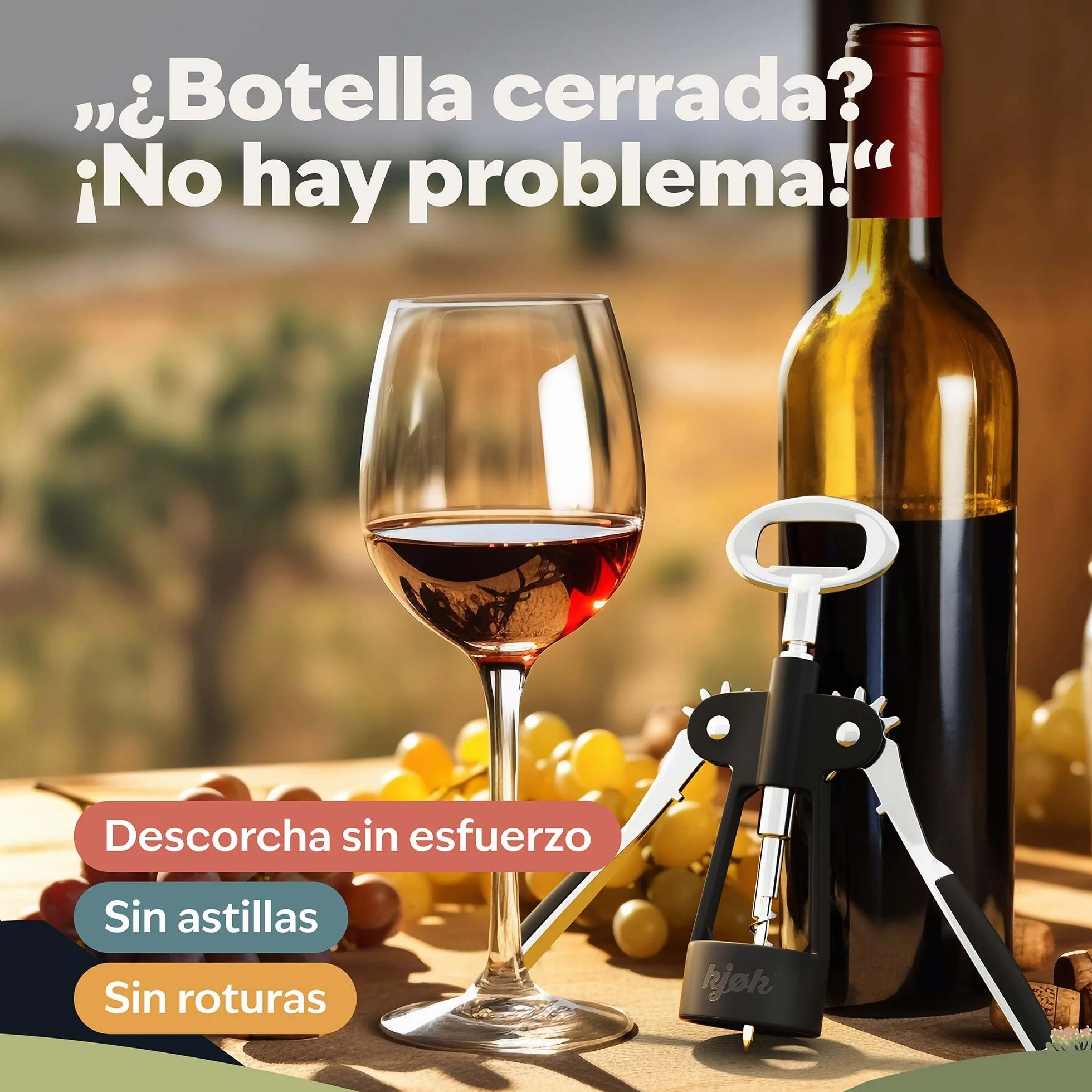 Sacacorchos Premium de Aleación de Zinc, Abridor de Botellas de Vino Multifuncional