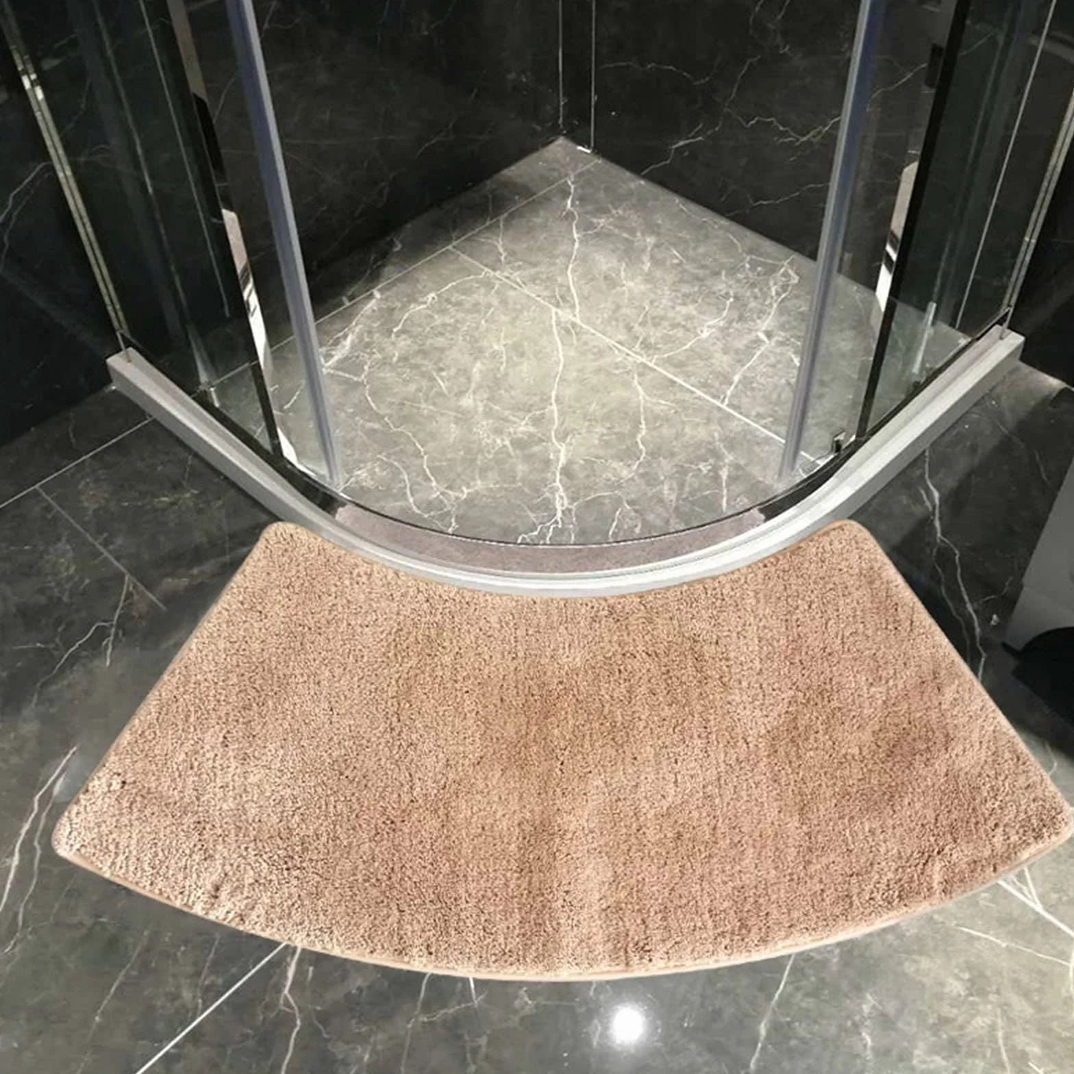 Elegante Alfombra de baño Curvada para Ducha, Alfombra de baño de Esquina, Ducha semicircular, Alfombra Suave Antideslizante para Cabina de Ducha, 100x45cm