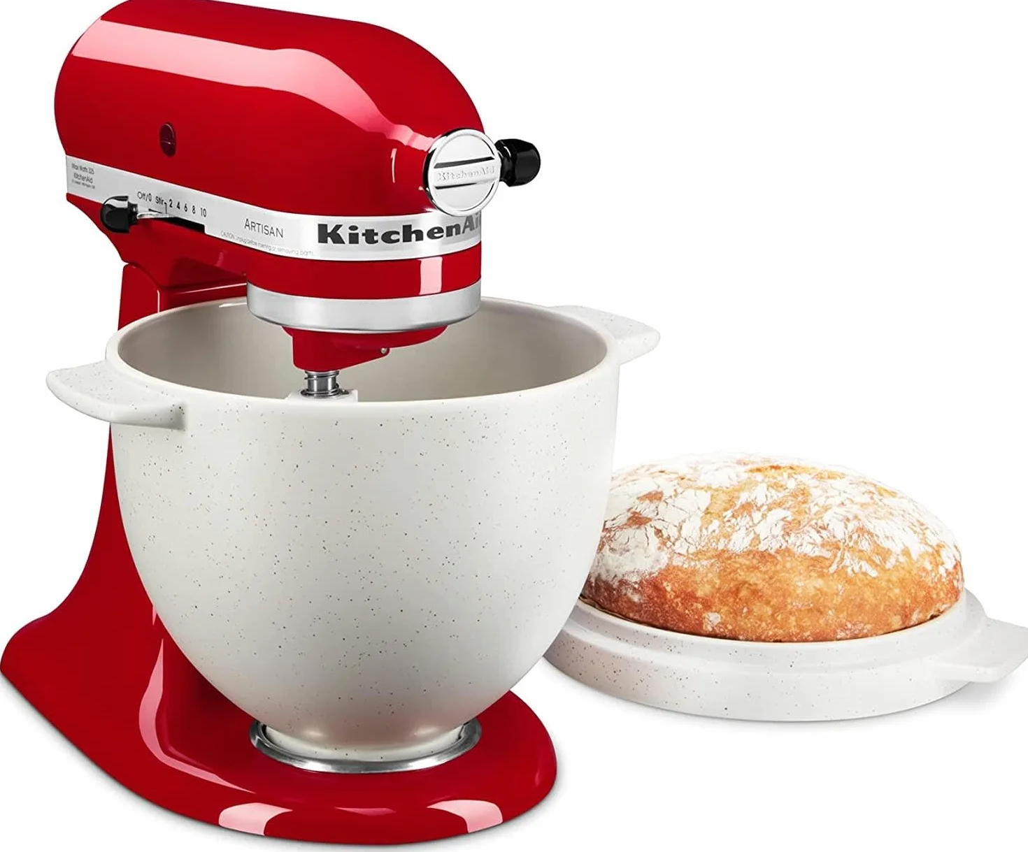 KitchenAid Bol para Pan con Tapa de Horneado para Batidoras, Mezcla, Fermentación y Horneado en Uno, Bol de Cerámica Apto para Horno con Tapa