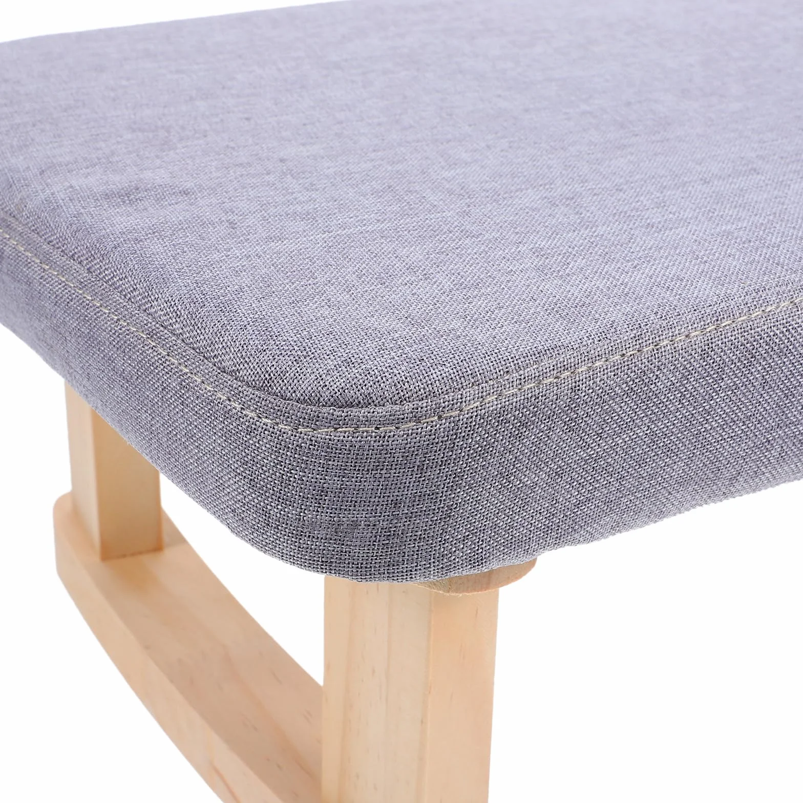 NOLITOY Taburete Pequeño de Madera Maciza Asiento Tapizado en Tela Gris, Reposapiés Multifuncional para Cambiar Zapatos, Meditación y Yoga, Portátil y Compacto para Hogar y Oficina