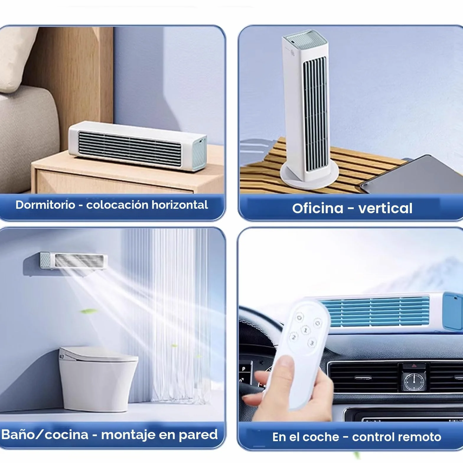 Aire acondicionado portátil, no necesita ventana, control remoto inalámbrico, 3 ajustes de velocidad, salida de aire larga para salas de refrigeración, dormitorios, oficinas
