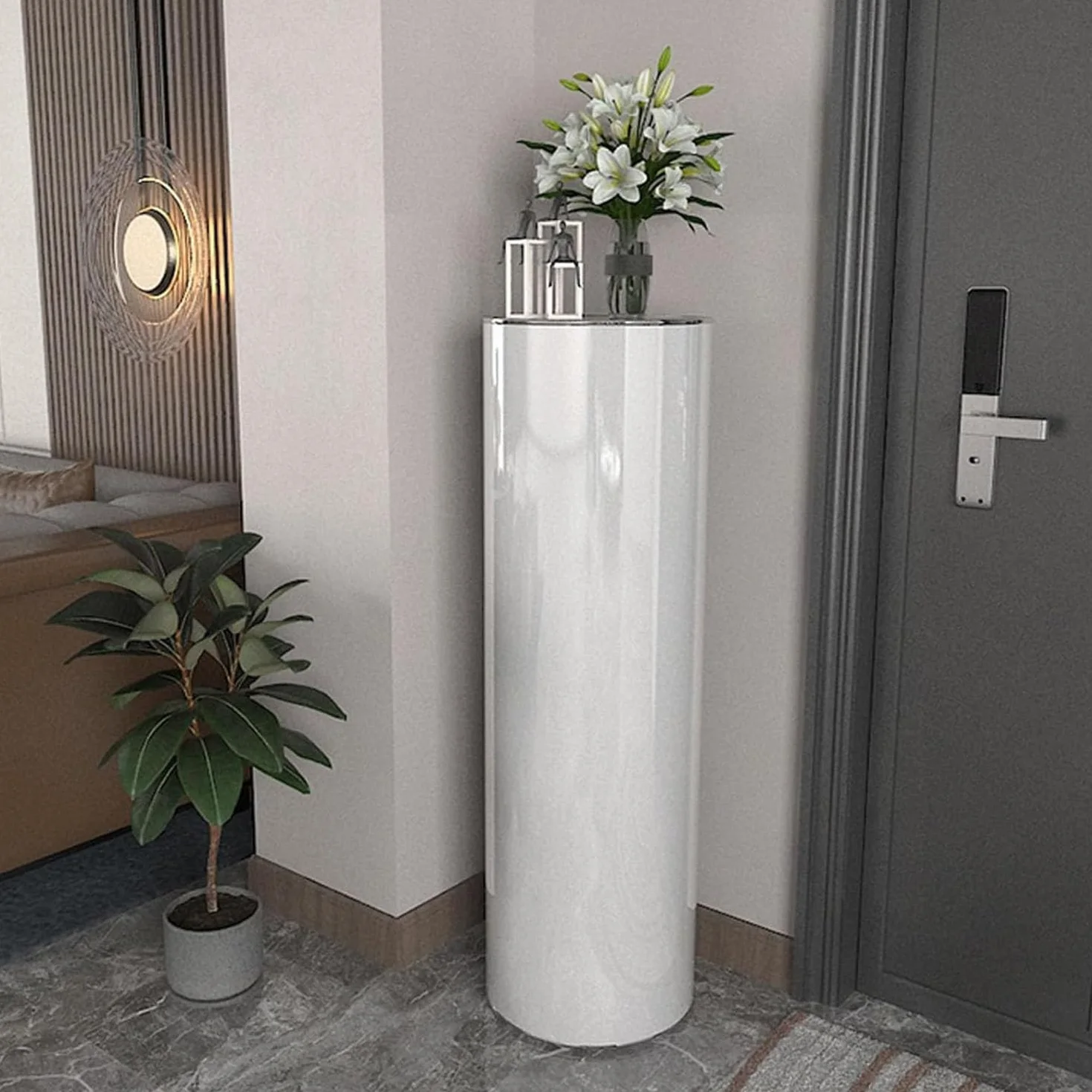 Genérico Zapatero Giratorio 360° Estante Redondo De Metal Independiente Organizador Vertical para Zapatos y Bolsos Espacios Pequeños Almacenamiento para Armario Pasillo Sala de Estar (120 * 33cm)