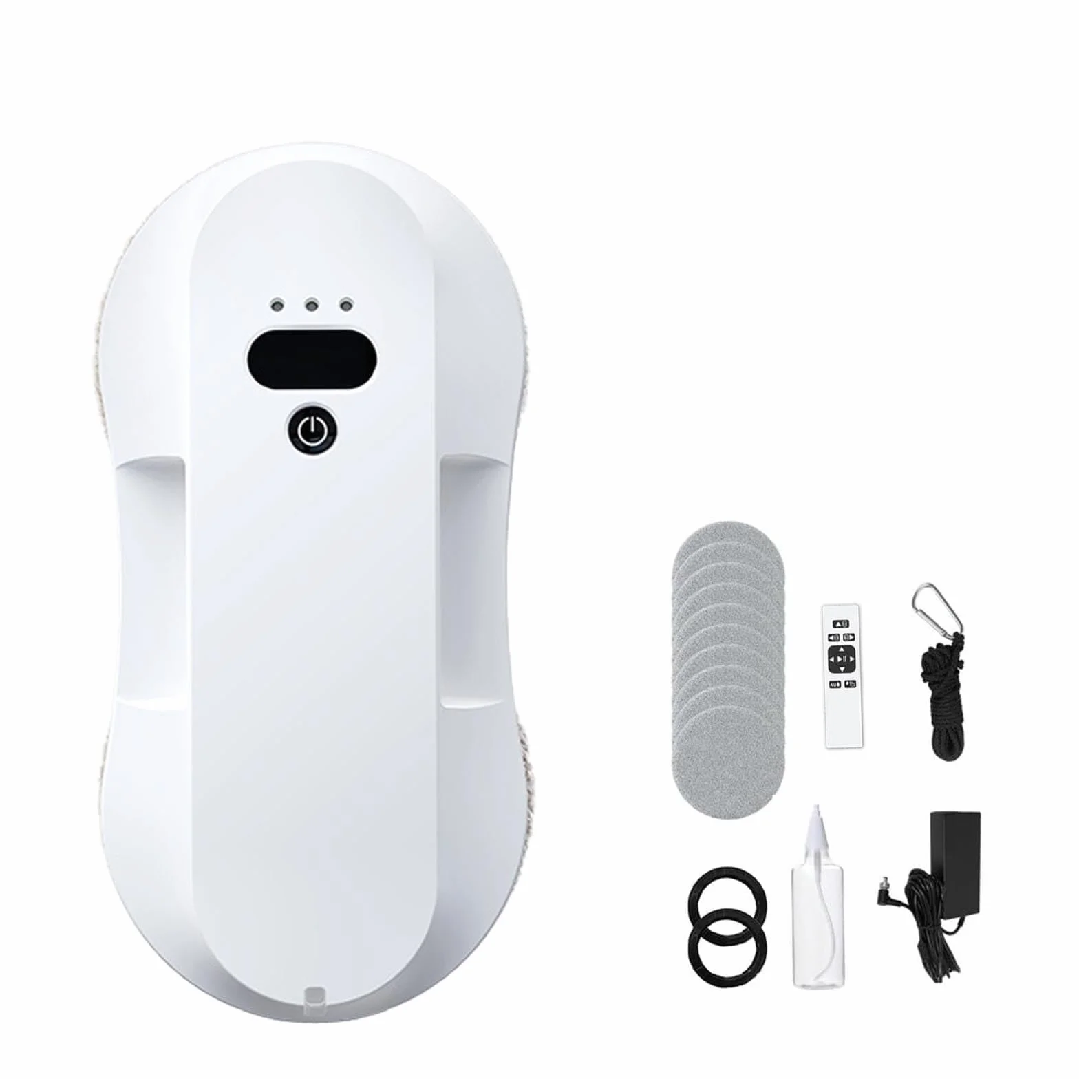 Robot Limpiacristales De 80 W, Pulverizador De Agua Doble Automático Y Potente Succión De 2800 Pa, 3 Modos De Limpieza, Con Control Remoto Y Cuerda De Seguridad.,White