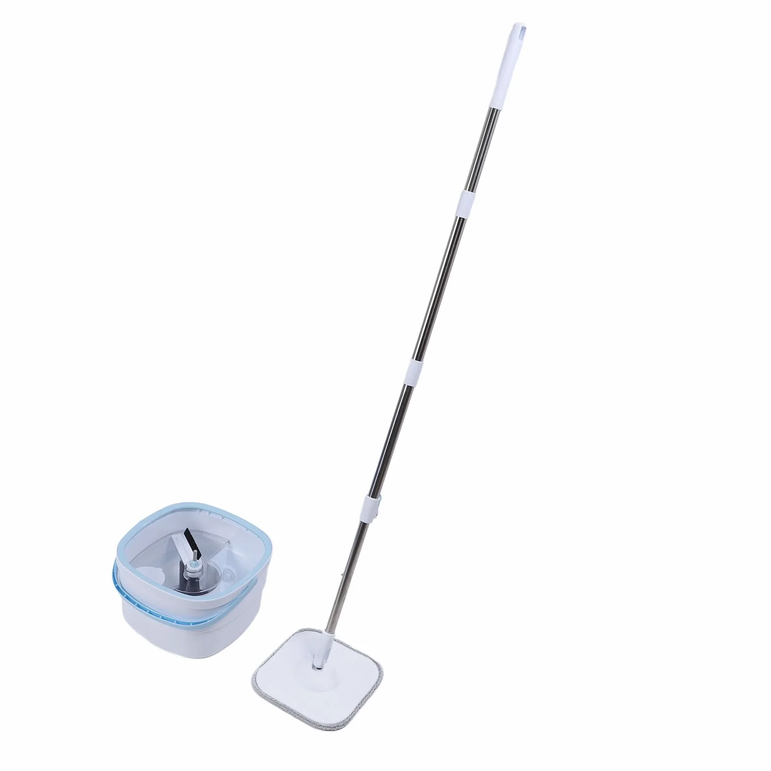 Fabater Juego de Fregona Giratoria y Cubo, de Agua Limpia y Sucia Autoseparante, Fregona Cuadrada Giratoria de 360 ​​Grados con de Microfibra Ajustable de Acero Inoxidable para el Hogar