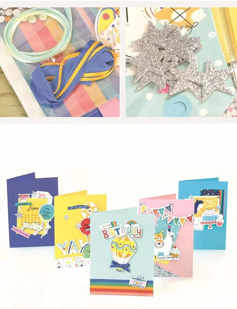 Kit completo de 15 tarjetas para adultos y niños. Incluye 15 tarjetas en blanco, sobres y decoraciones. Suministros de tarjetas de arte y manualidades para todas las ocasiones, tarjetas de