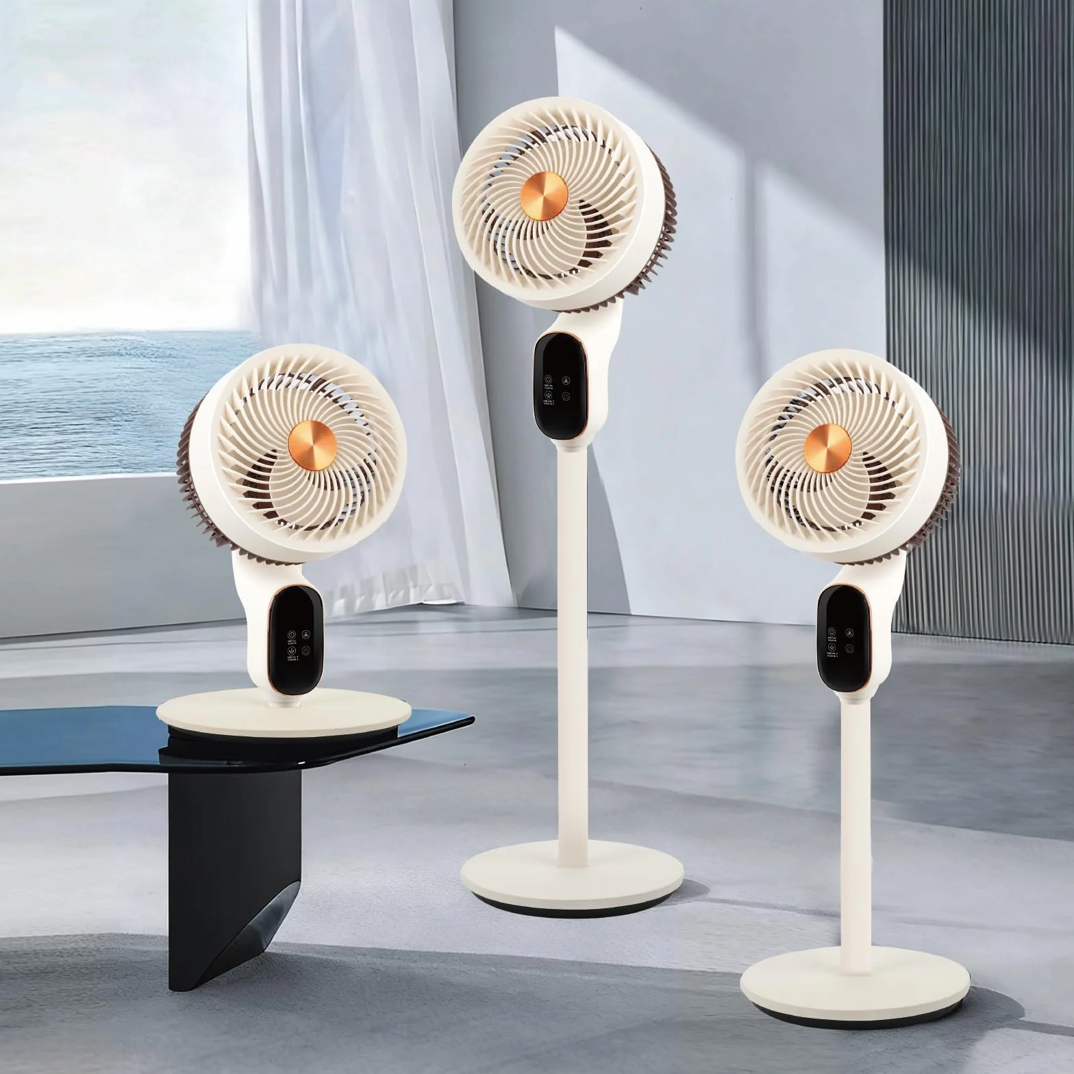 Ventilador de pie silencioso, 50W, 18 cm de aspas, oscilación automática, 8 velocidades, altura regulable , inclinación ajustable, fácil control, temporizador de 12 horas, ideal para dormitorio.