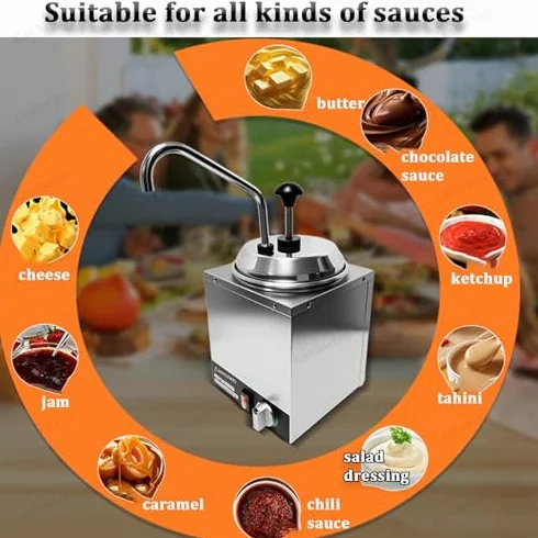 Nacho - Dispensador de queso con bomba, calentador de salsa de queso Nacho comercial, temperatura ajustable, ideal para bufé, cocina, cafetería o fiestas en casa, capacidad de 7 litros