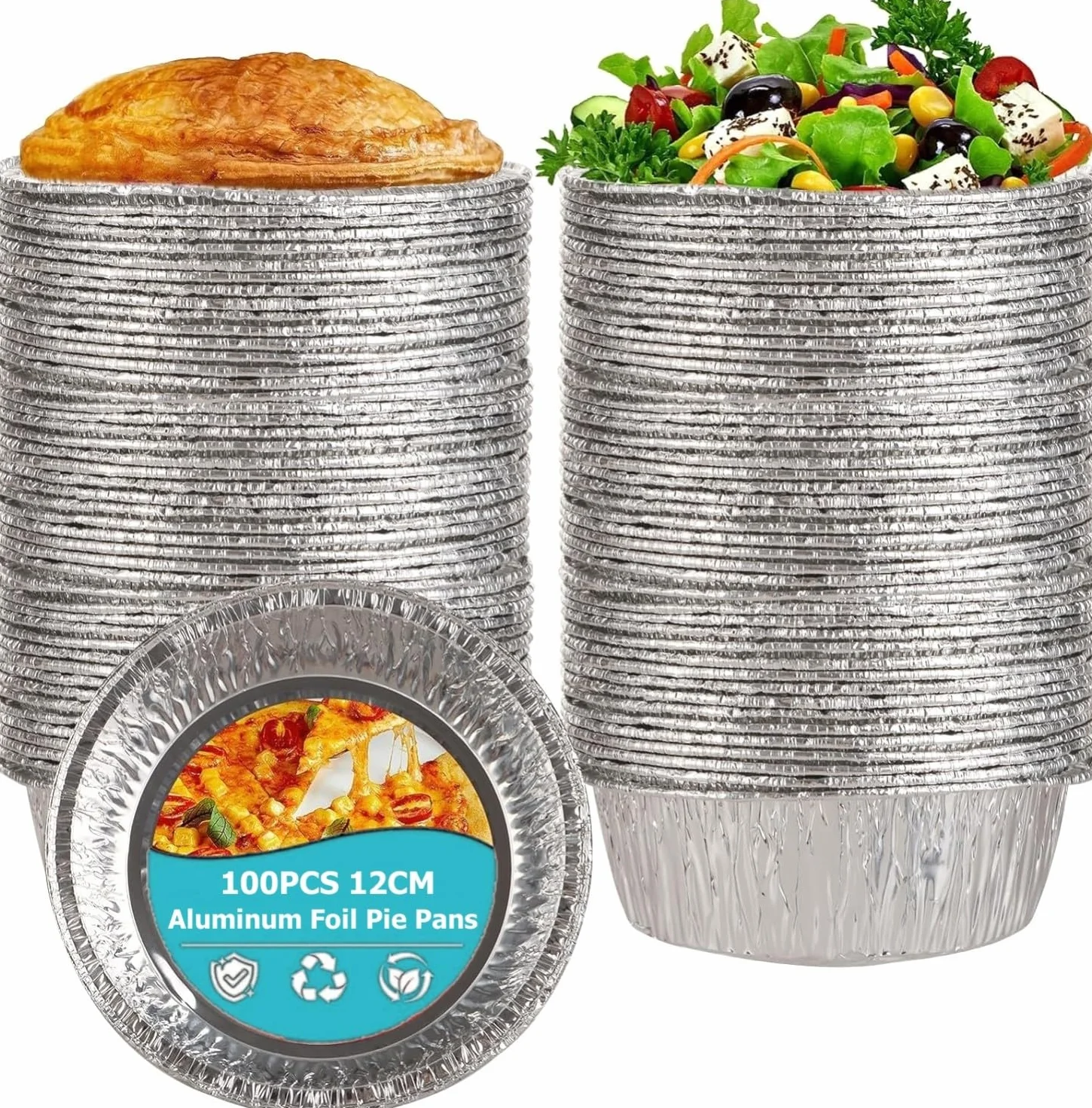 LATERN 100 Piezas Platos de Pastel de Aluminio 12CM Sartenes Redondas Desechables para Hornear