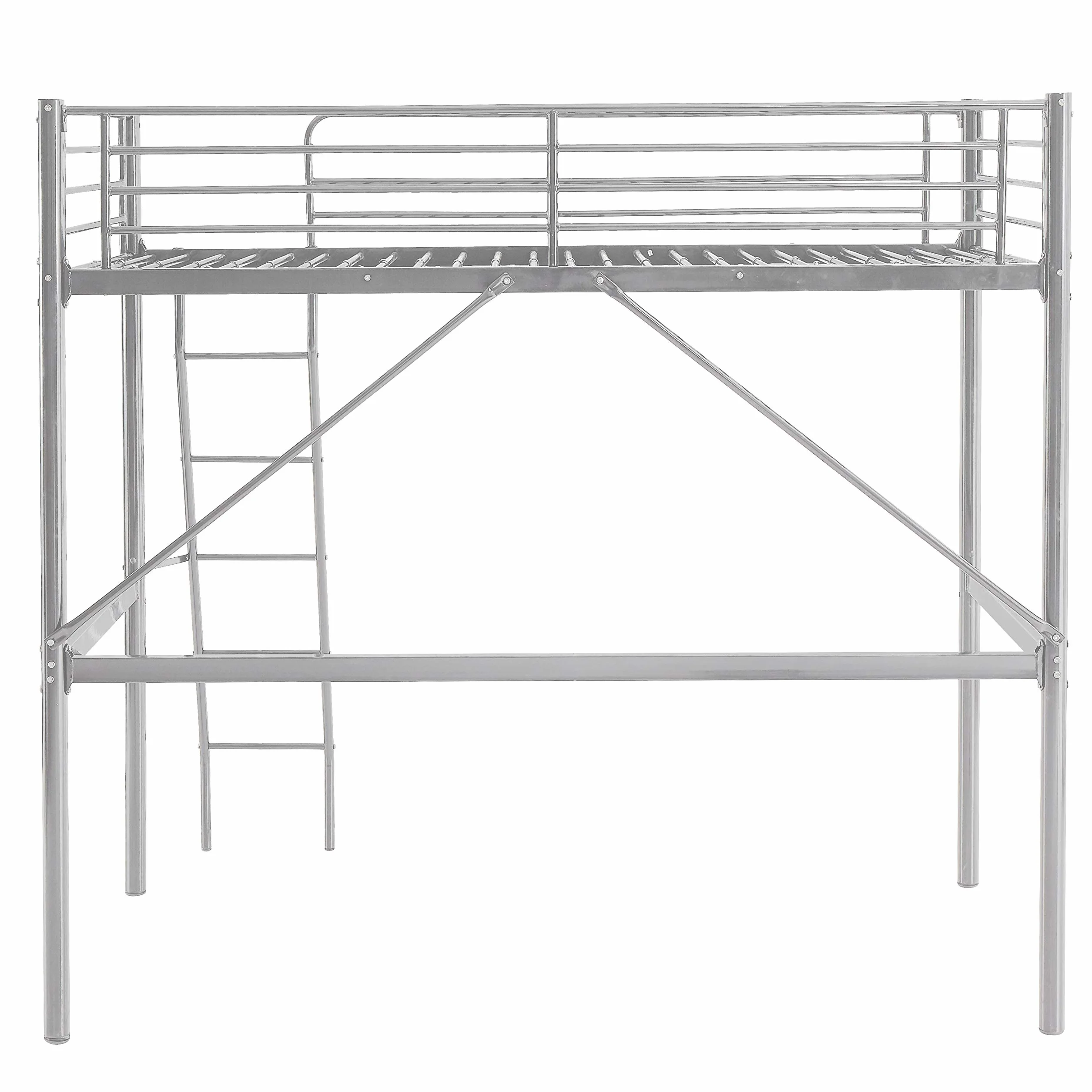MUEBLIX | Literas Juveniles 90x190 | Cama Alta Individual | Estructura de Metal | Literas Juveniles Baratas con Escalera | Ideal para Loft para Escritorio Debajo | Modelo Pedro