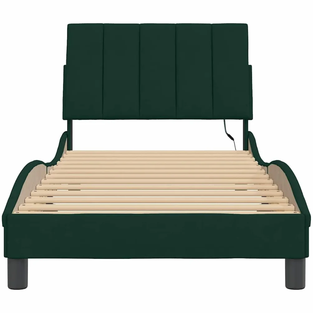 Cama de terciopelo LED, 90 x 200 cm, con forma de onda, para jóvenes y invitados, marco de madera de metal, montaje