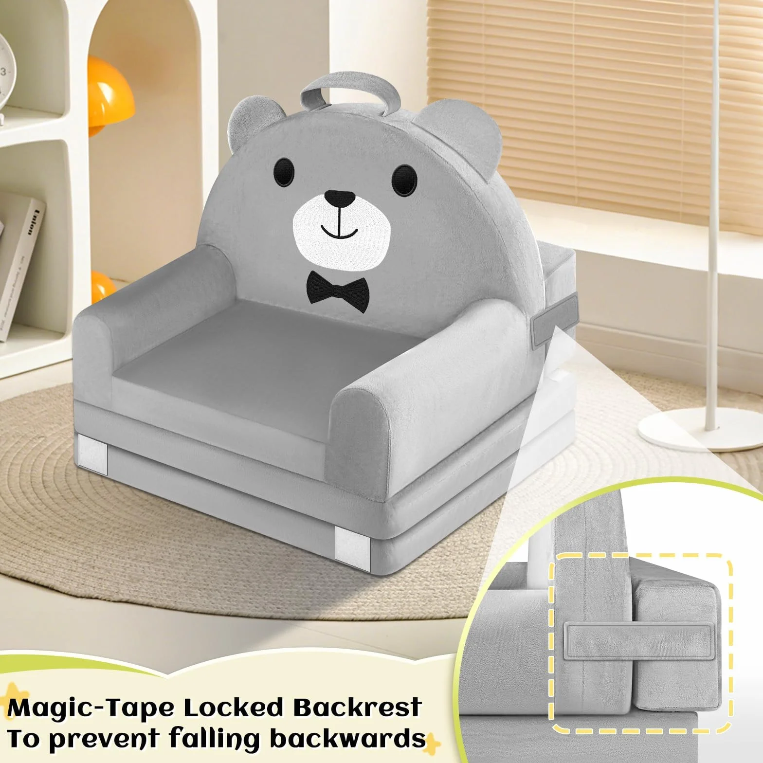 Sofá Infantil, 2 en 1 Silla Plegable para niños, Suave sofá de Terciopelo de Cristal para los niños pequeños para el Dormitorio, Sala de Estar