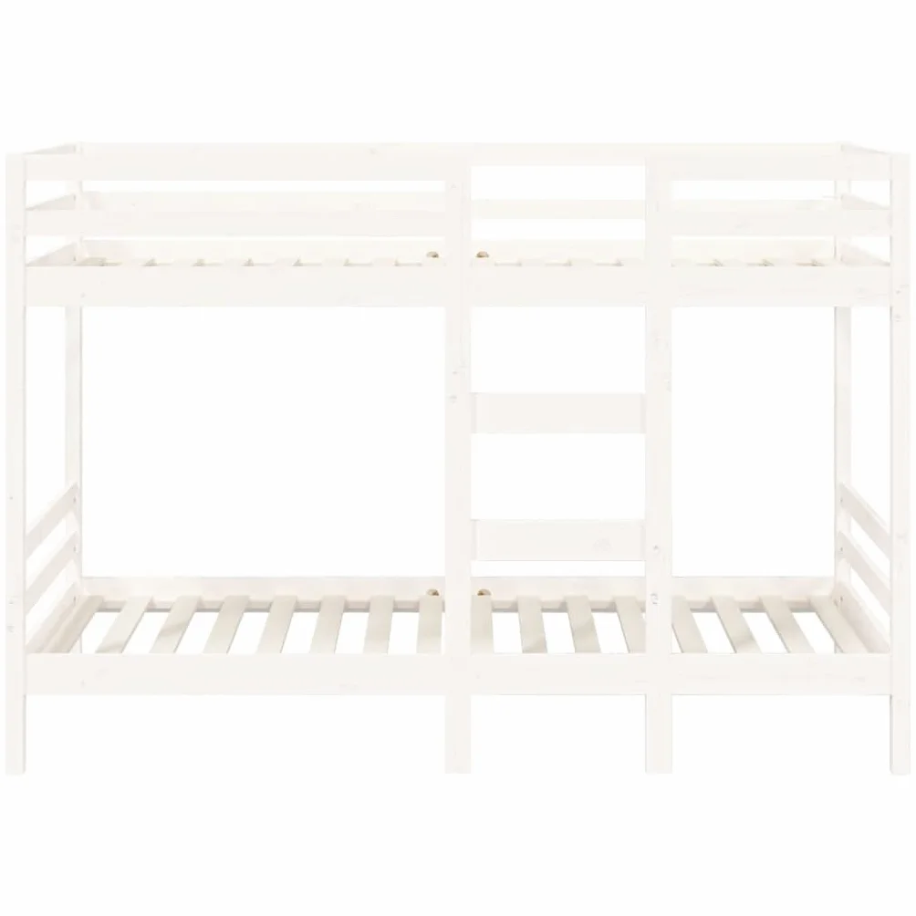 vidaXL Litera Cama Alta Somier Colchones Escalera Dormitorio Habitación Niños Adolescentes Adultos de Madera Maciza de Pino Blanco 75x190 cm