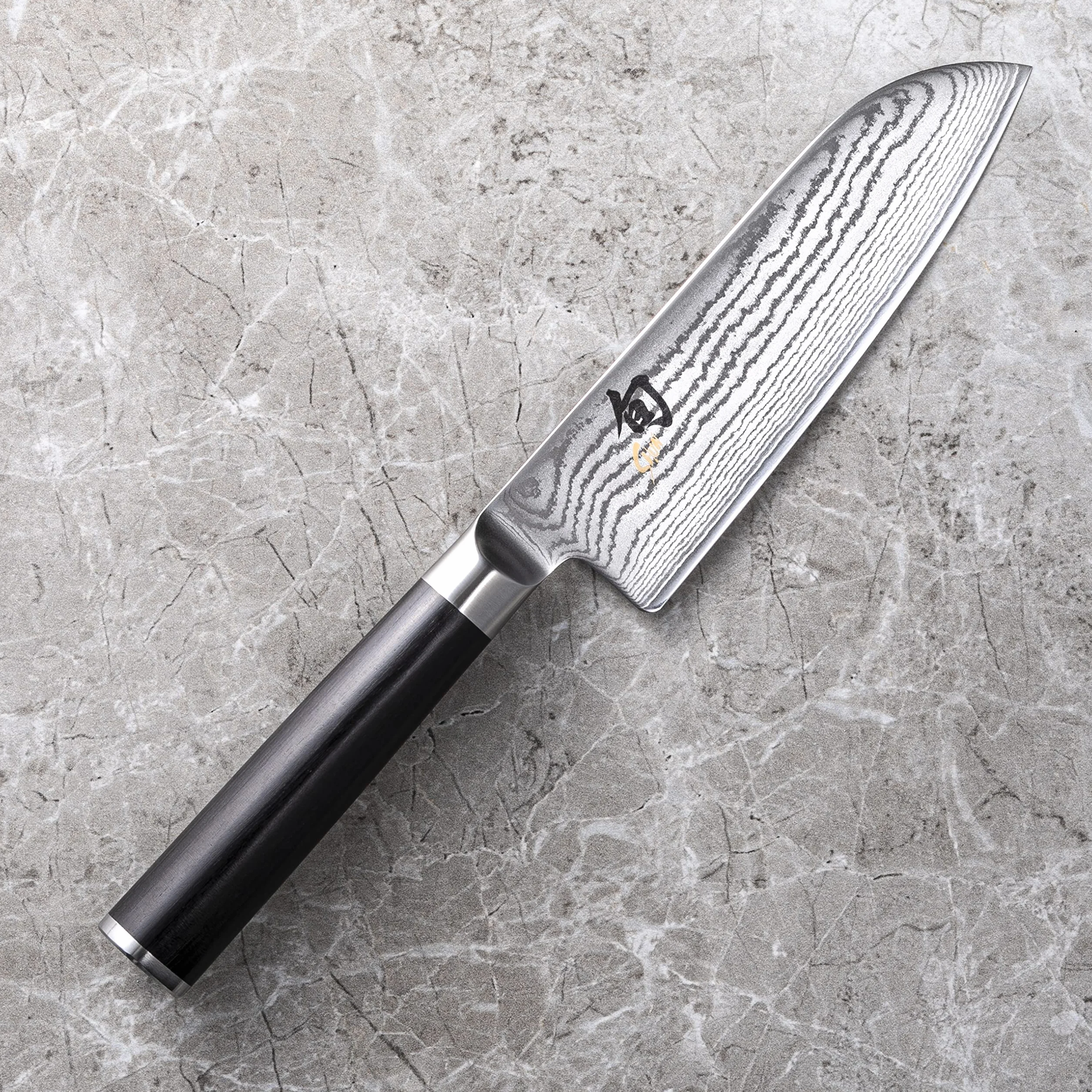 KAI Shun Classic pequeño Santoku 14 cm longitud de la hoja - First Touch - cuchillo de Damasco 32 capas núcleo VG MAX - 61 (±1) HRC - mango de madera Pakka - cuchillo de cocina japonés forjado