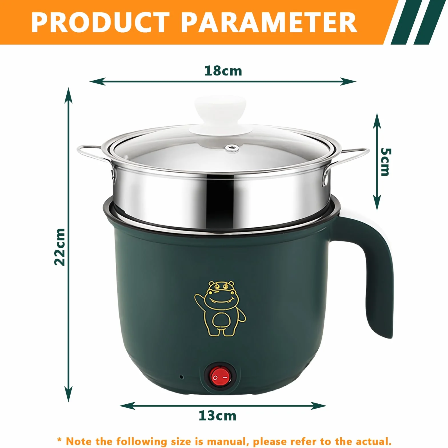 Mini Olla Multifuncional Portátil 1,5 L Eléctrica Vaporera Sartén de Viaje