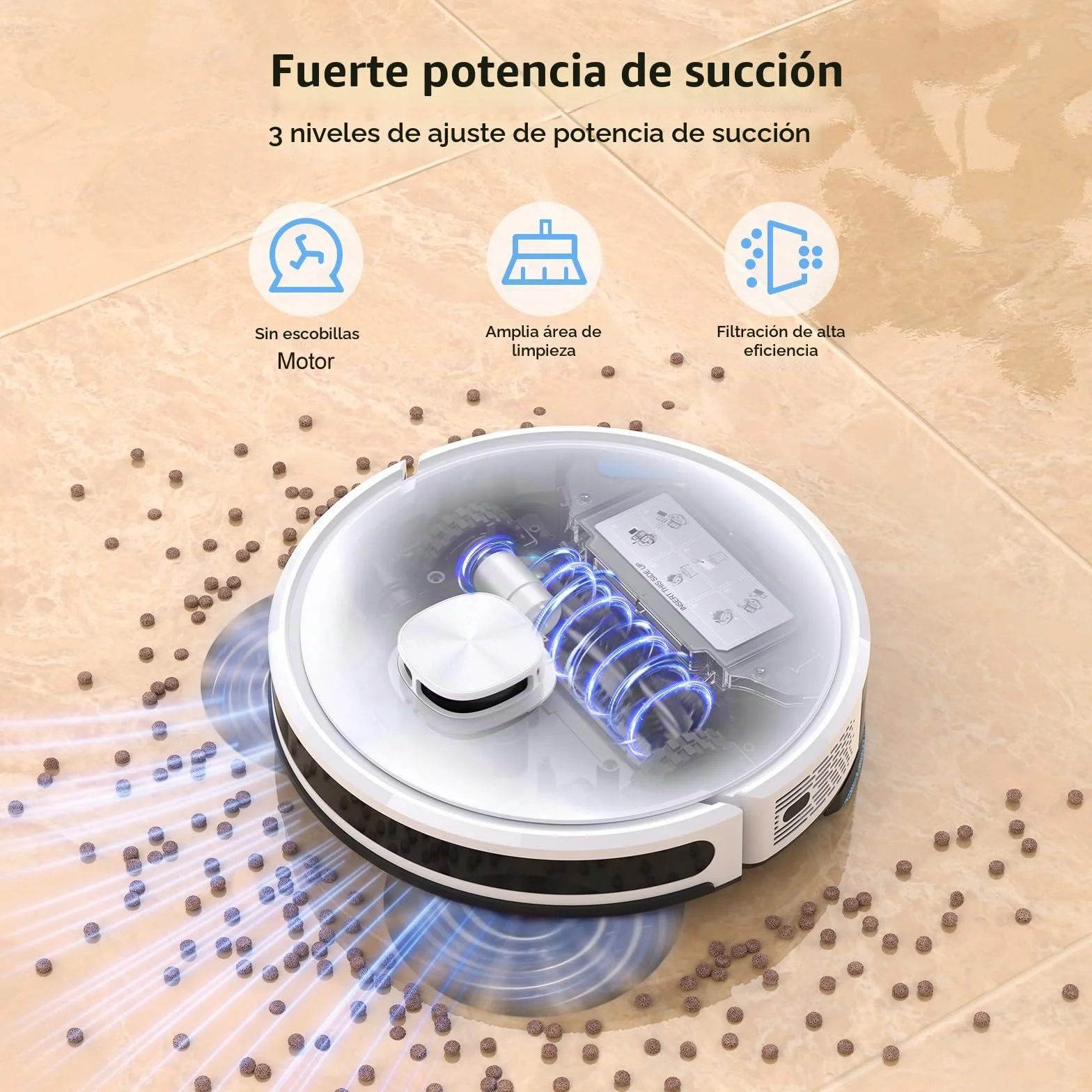 Lubluelu Robot Aspirador y Fregasuelos con Navegación por Mapa con Láser, Succión de 4000 Pa, 55 dB Silencioso, WiFi/App, 10 No-Go-Zone, Mapa de 5 Plantas, Ideal para Pelo de Mascota, Alfombra, Blanco