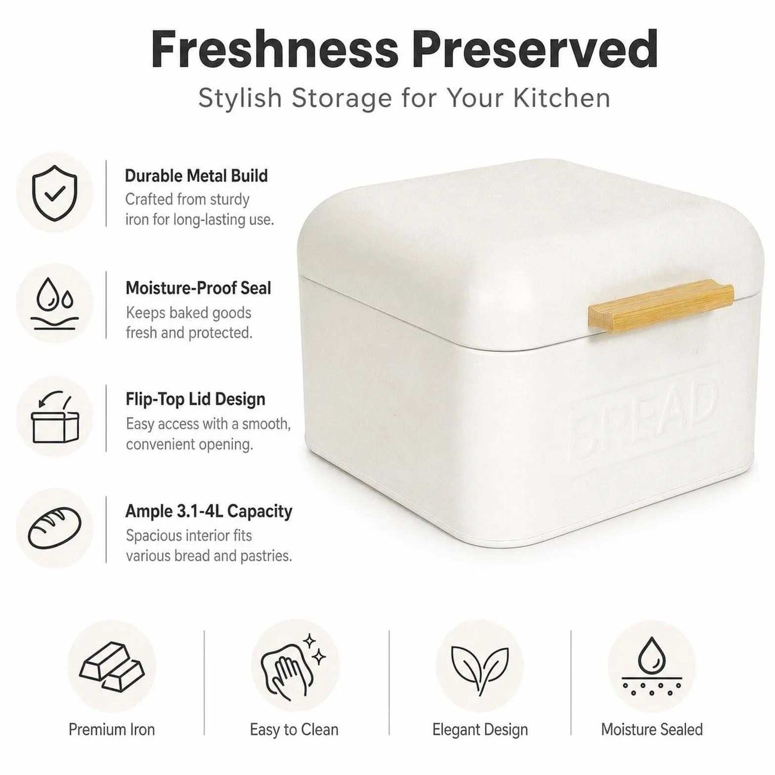 Contenedor Retro Metálico Multipropósito con Mango para Almacenar Pan Repostería Adecuado para Cocina Hogar Panadería