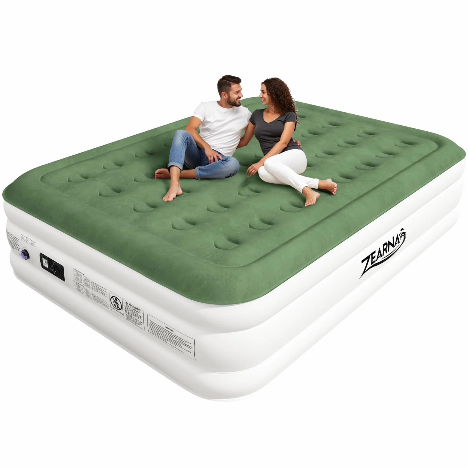 Zearna Colchón Hinchable,Cama Hinchable con Bomba de inflado incorporada Tan Solo 3 Minutos, Invitados o Uso en Casa, 203x152x40cm, Peso máximo:300KG, Cama Matrimonial (Queen 40cm)