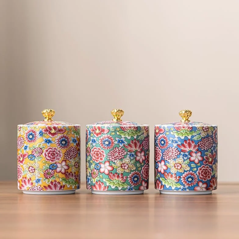 SDdPulse Tanque de almacenamiento de té, latas de té pequeñas de cerámica, latas vacías, latas selladas, latas de té, latas de porcelana, latas de té verde para el hogar, latas de té negro, tarro de