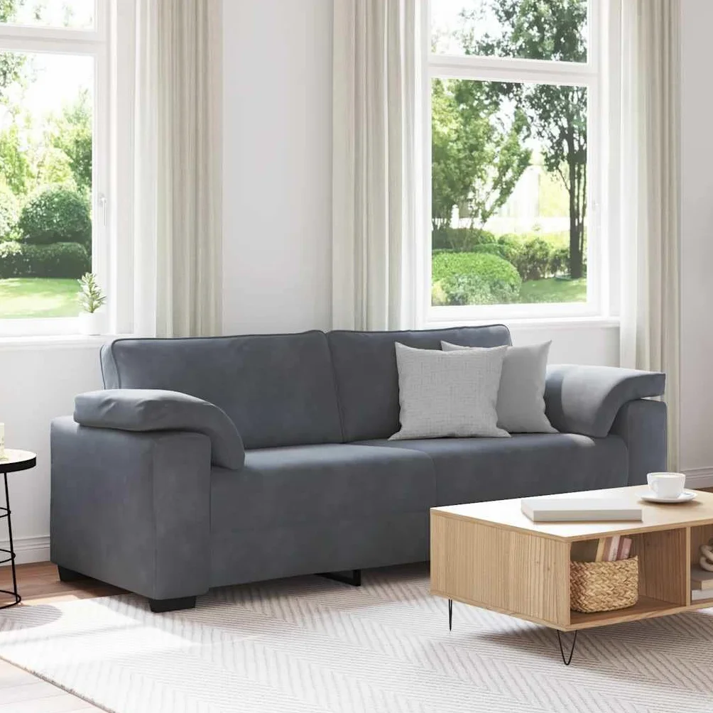 Homgoday Sofá de 3 plazas de Terciopelo Gris Oscuro 178 cm Sofá Moderno para Sala de Estar/Dormitorio/Oficina, Fácil Montaje Sofá Pequeño
