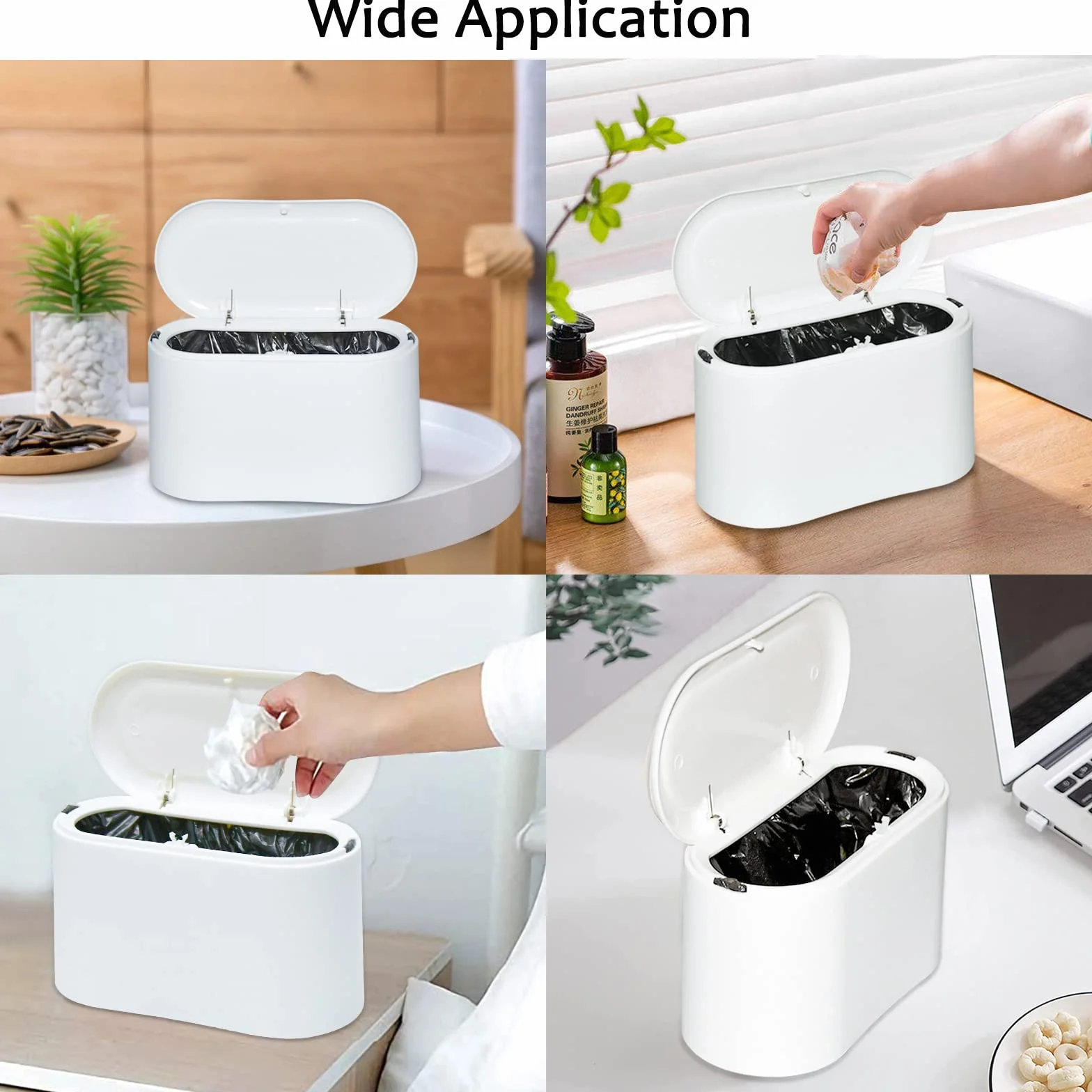 AOKITO Cubo de Basura con Tapa Plástico 1,5L Blanco