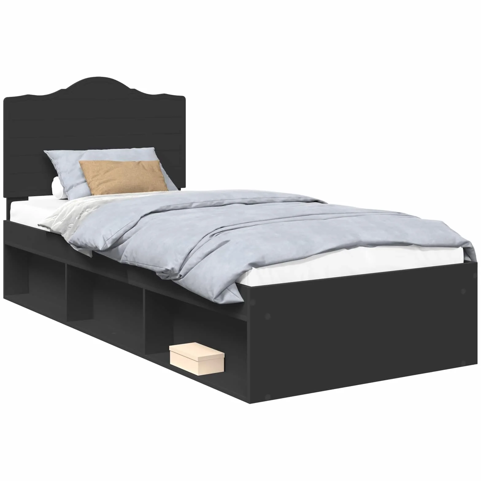 vidaXL Estructura de Cama Negro 90 x 190 cm Madera de Pino Macizo