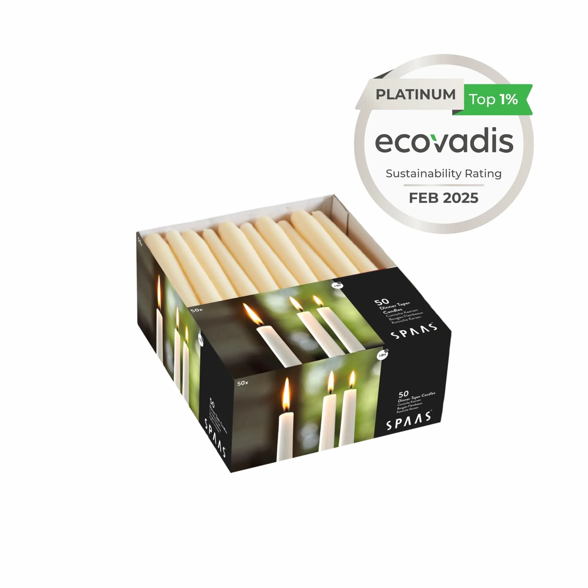 Spaas Festilux-Velas 50 Unidades 23/250 mm ± 8 Horas Beige Cera parafina Crema 2.3 cm Marfil
