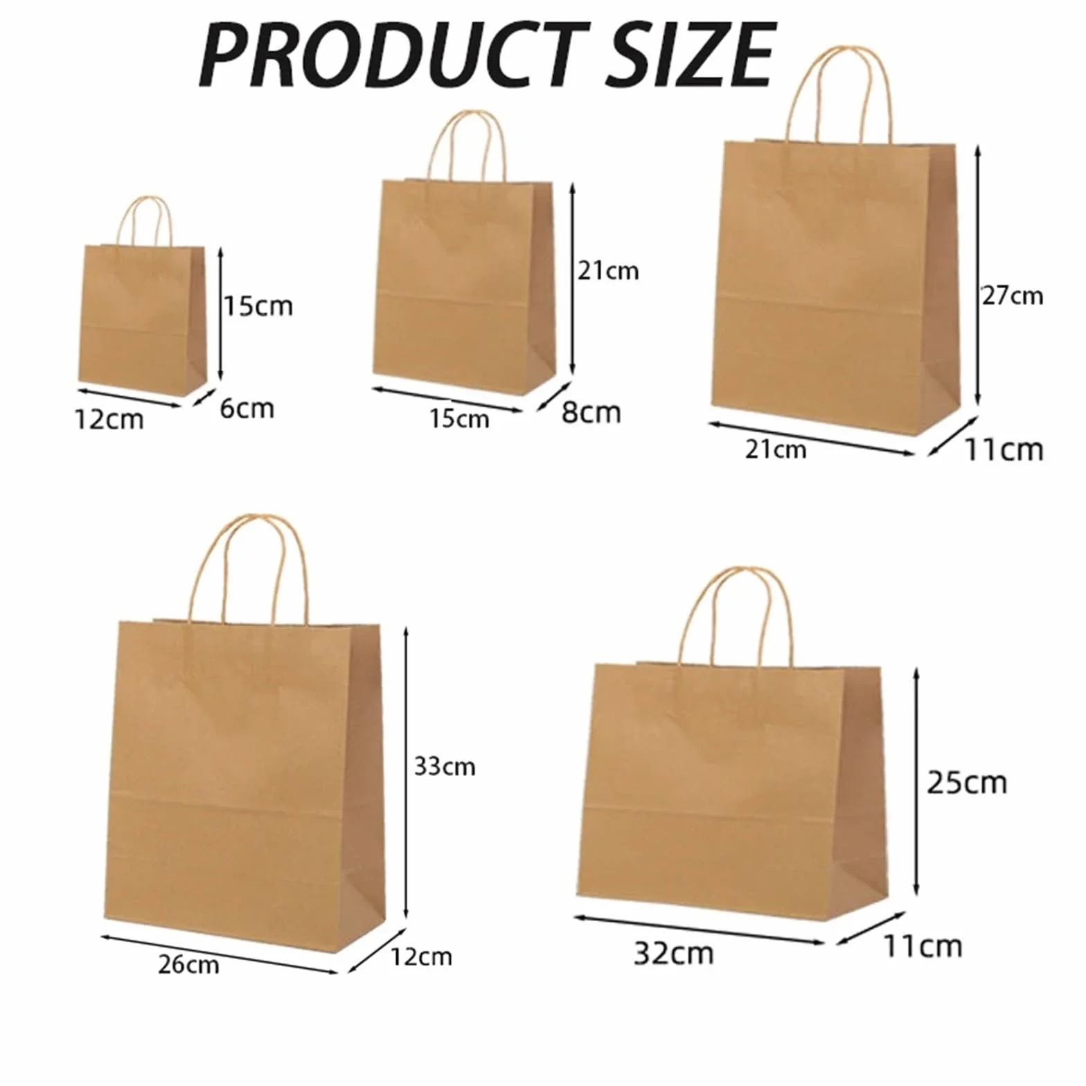 Bolsa Regalo 10-40 Bolsas De Regalo De Papel Marrón Con Asa | For negocios, bodas, fiestas de cumpleaños, bolsas de regalo, bolsas de compras(White,20PCS,21x11x27CM)