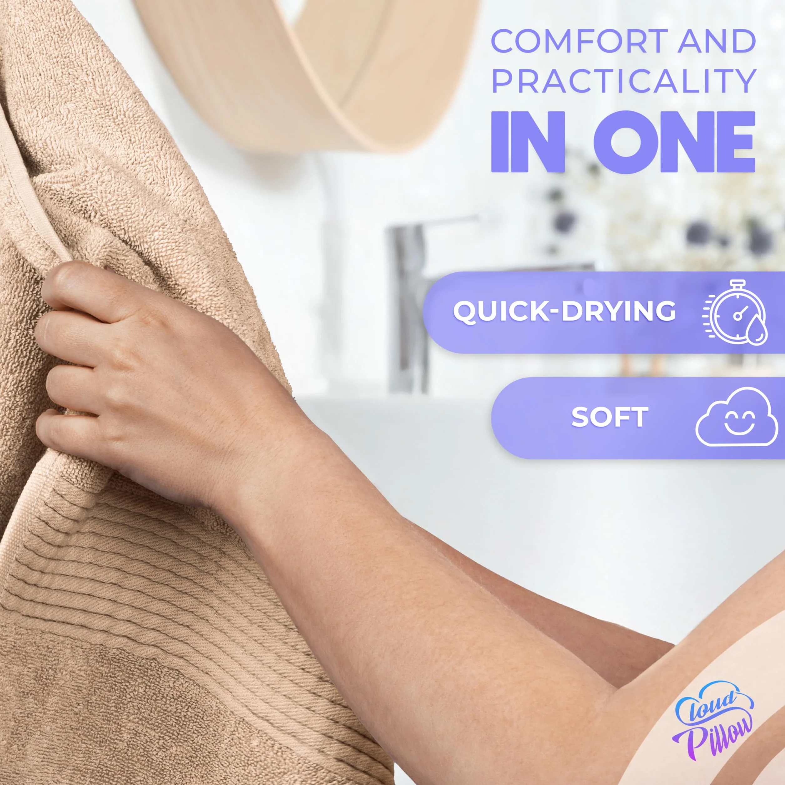 Cloud Pillow Toallas baño 100x150 2 Piezas - 100% Algodón – 500 g/m2 - Suaves, Absorbentes y Duraderas - Oeko-Tex - Ideal para Hogar y Wellness | 100% algodón, 500 g/m², suaves, absorbentes y resistentes, toallas de baño, textiles de baño y toallas de bañ