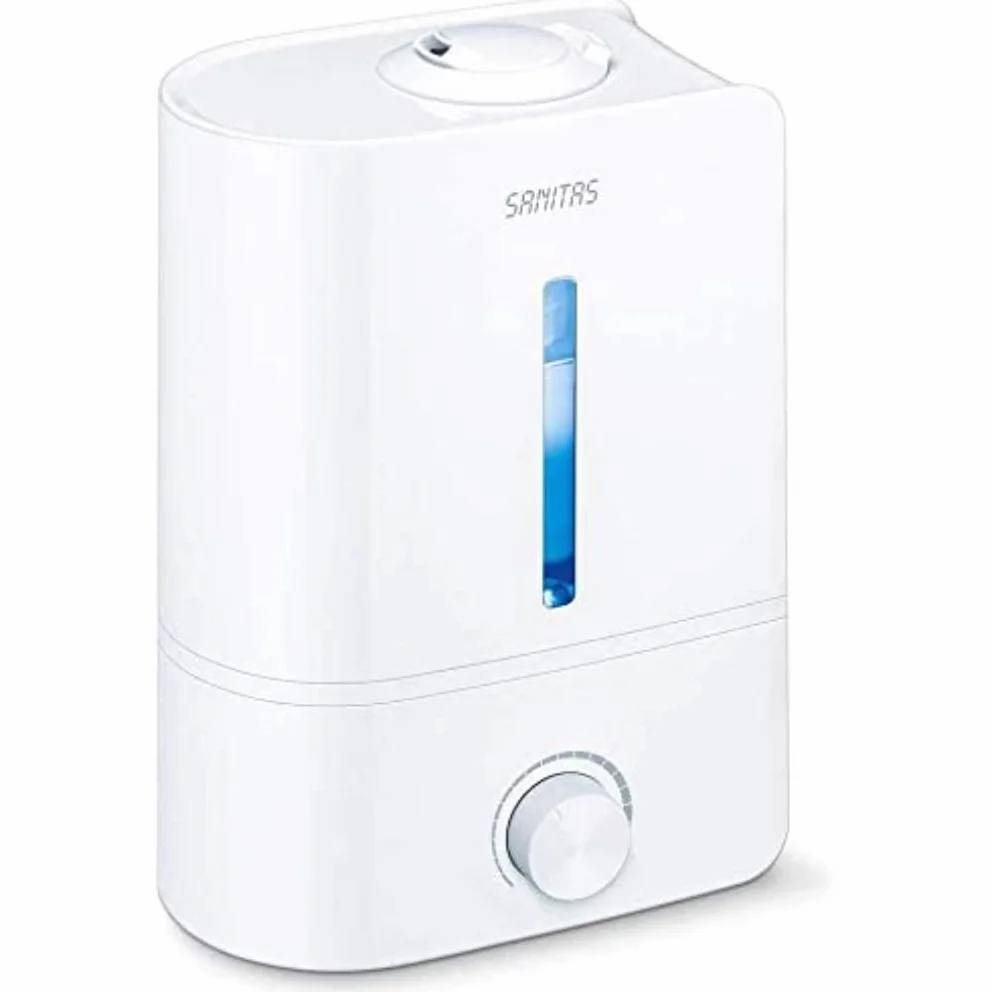 Sanitas SLB 40 - Humidificador de aire por ultrasonidos para humidificación del aire de la habitación, con función de aroma, para habitaciones de hasta 30 m², silencioso