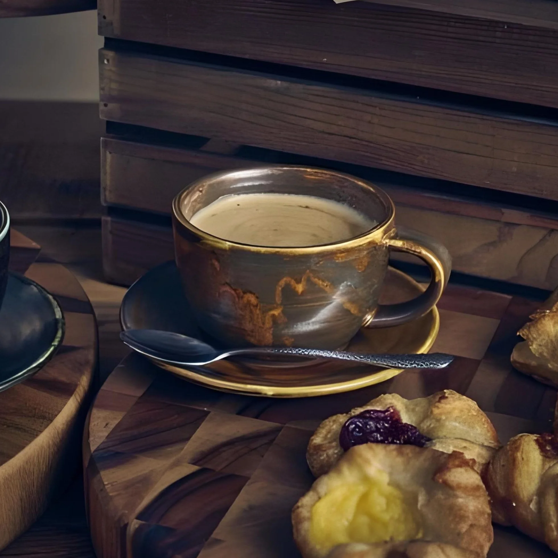 Genware Terra - Taza de café de porcelana rústica de cobre de 10 onzas / 285 ml de capacidad, 260 mm de altura, paquete de 6 tazas de café, servicio de té por la tarde