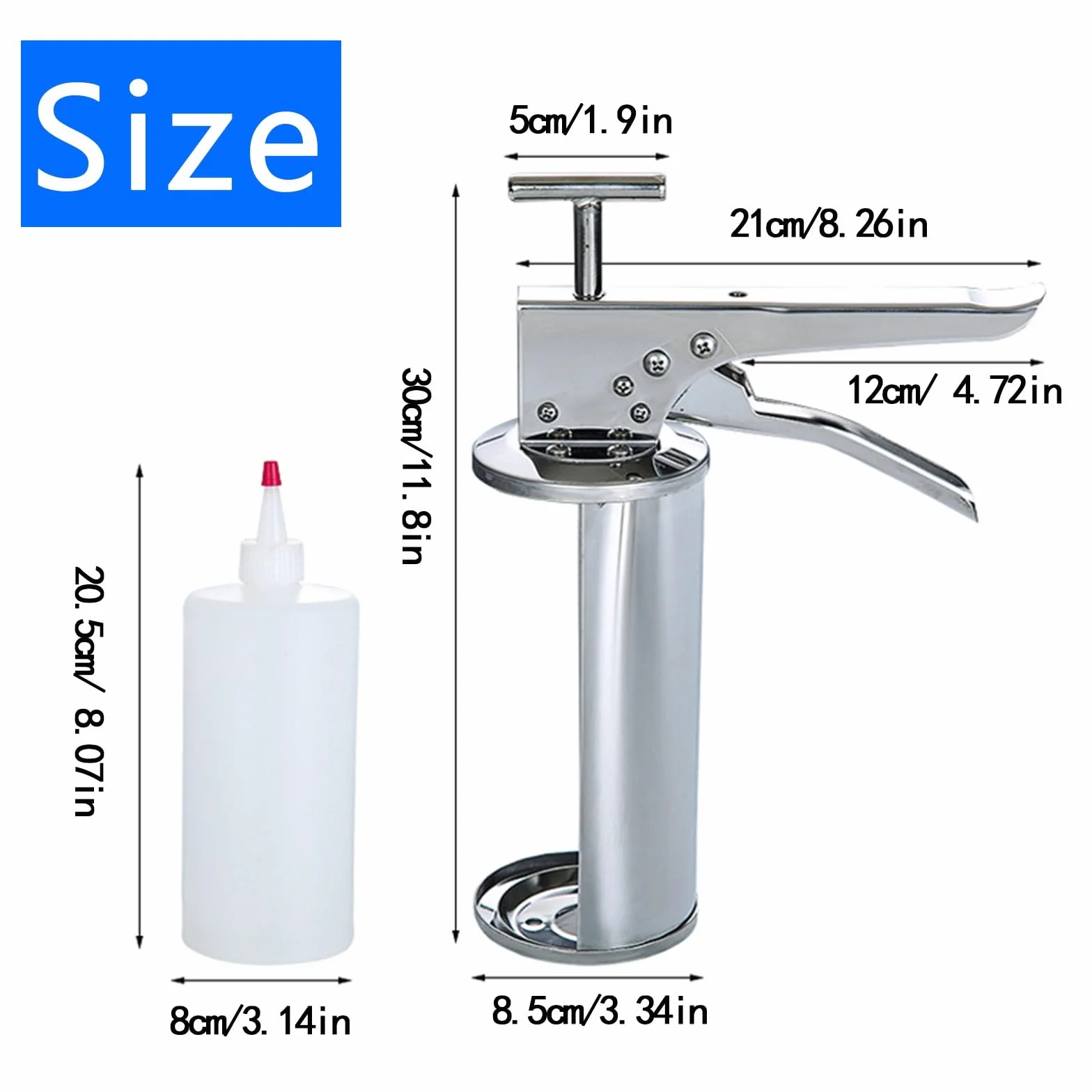 Pistola dispensadora de salsa, contenedor dosificador de acero inoxidable de 650 ml para cocina, ideal para tomate, ensalada y salsas de fresa, fácil de usar y limpiar