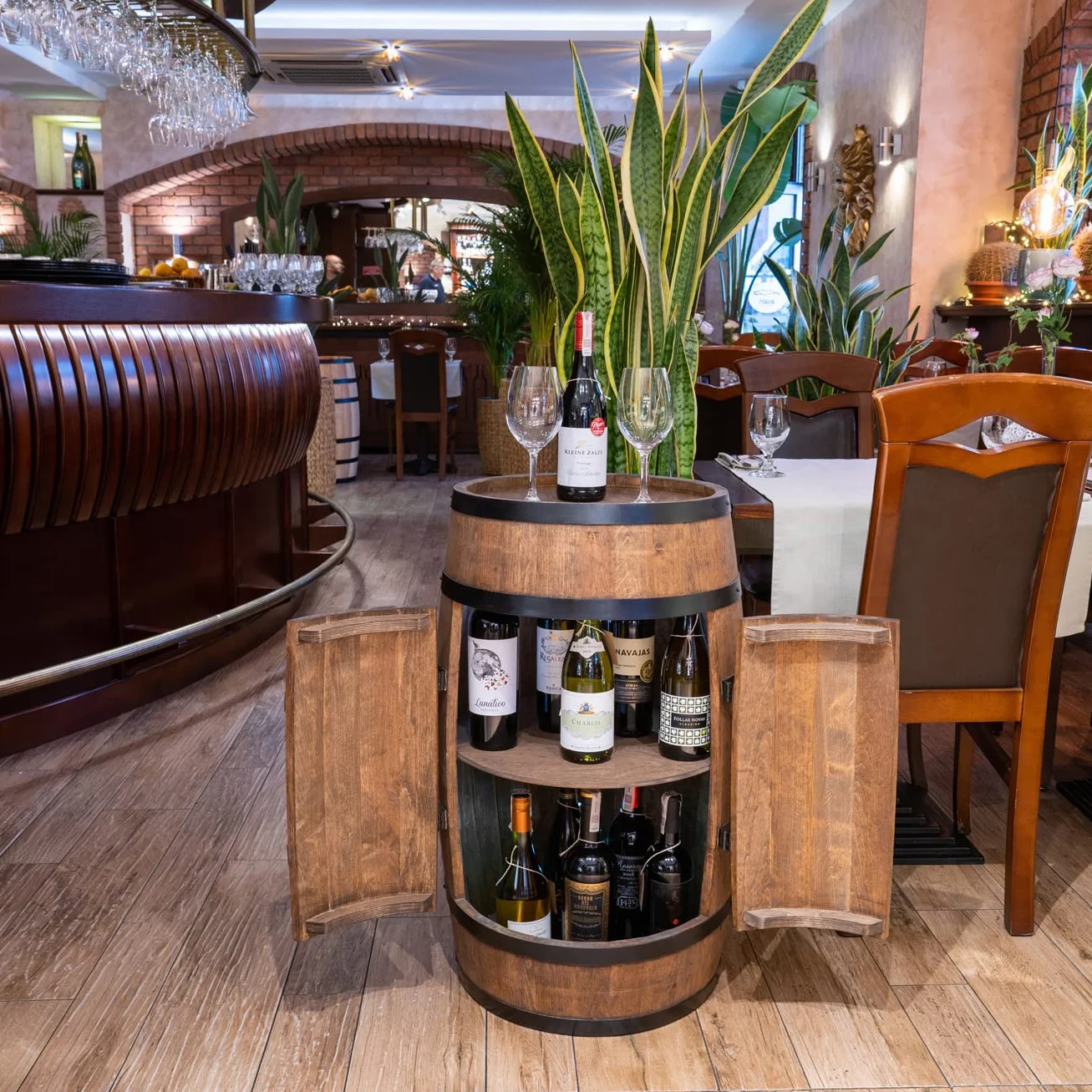 Creative Cooper Barril de Vino de Pie Con Puerta, Armario Para Alcohol, Estantería de Madera, Mueble Para Vino, 80 cm de Alto (Wengué)